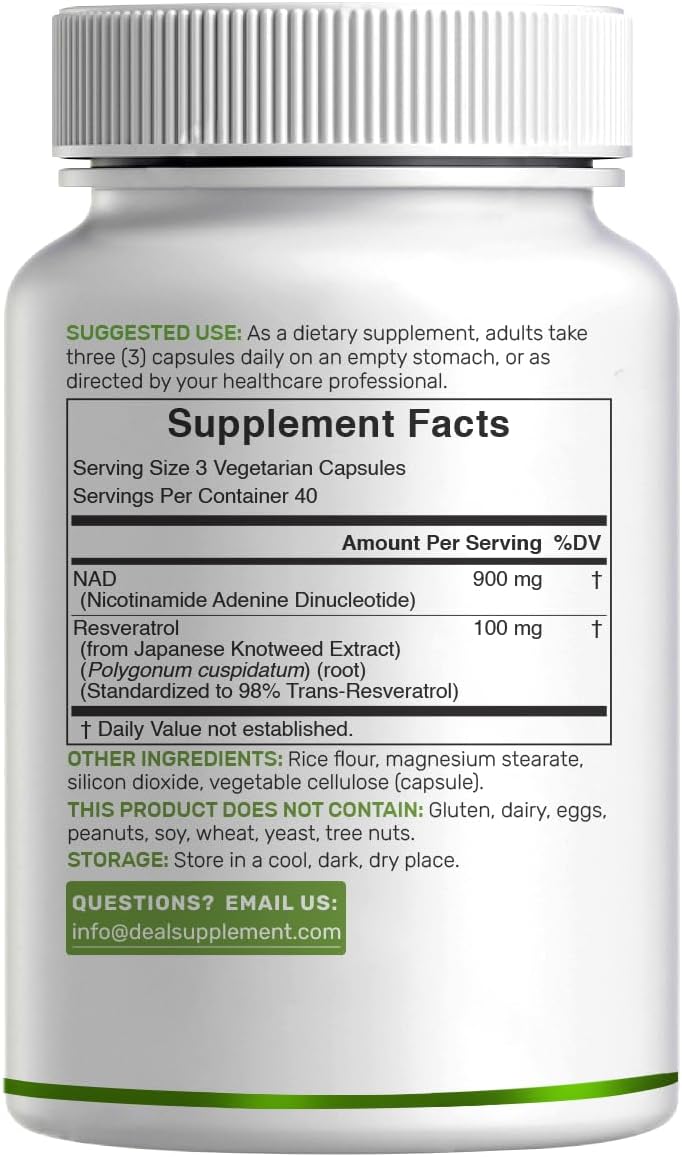 NAD+ Resveratrol Supplement 1,000mg Per Serving, 120 Veggie Capsules | 2-in-1 Extra Strength NMN Supplement Alternative | NAD Supplements for Women & Men | Non-GMO, Gluten Free - Image 6