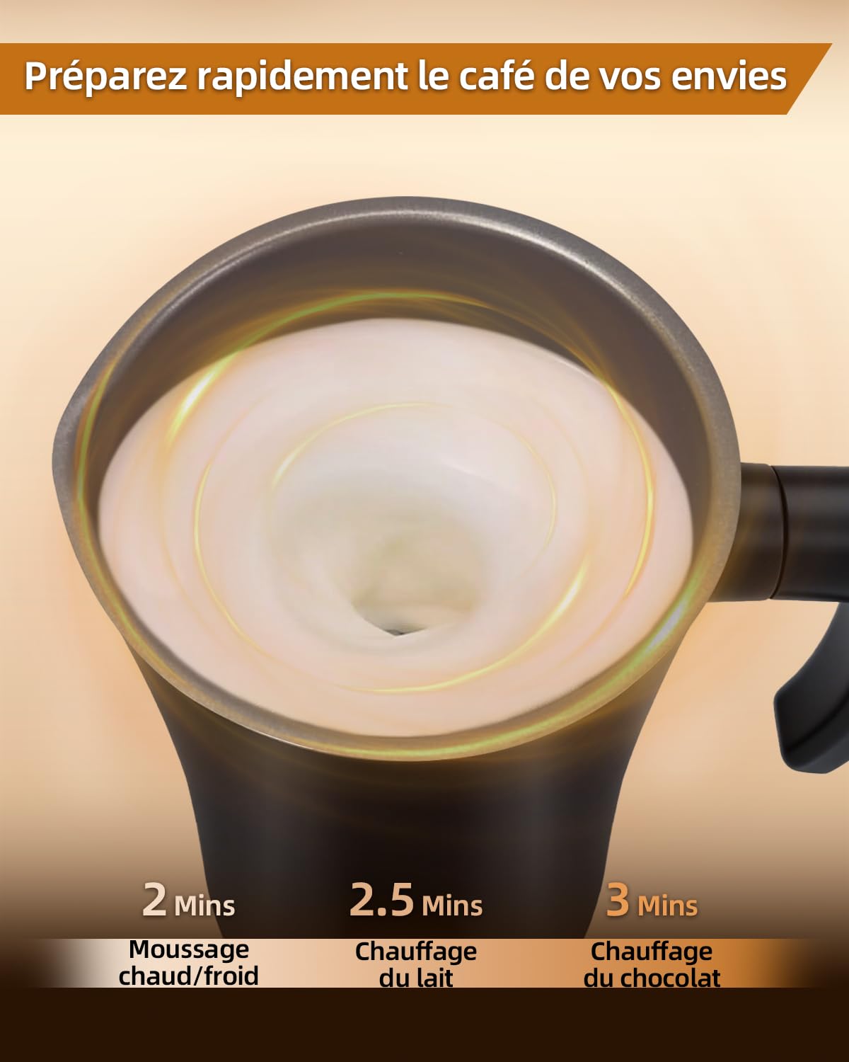 Liksiy Écumoire à lait, 4-en-1 électrique chauffe-lait et mousseur, 350 ml automatique pour café, mousse chaude et froide pour latte, cappuccino et chocolat chaud (Noir)