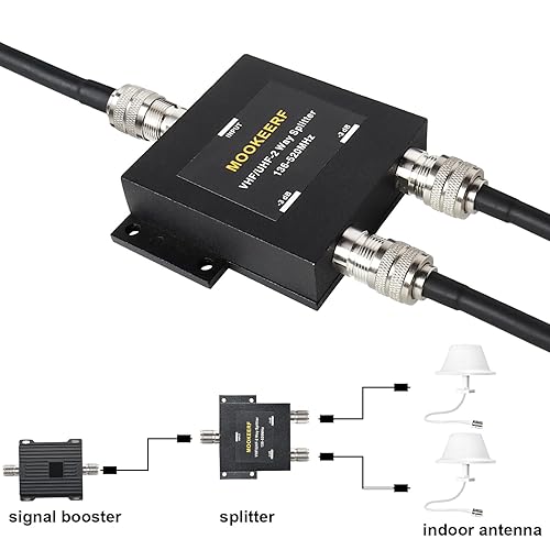 Miniatura 4 de Divisor de 2 vías UHF hembra (SO239) Conector 50 Ohm VHF/UHF Divisor para radio bidireccional de 136/520MHz Amateur/Ham/CB (no para TV)