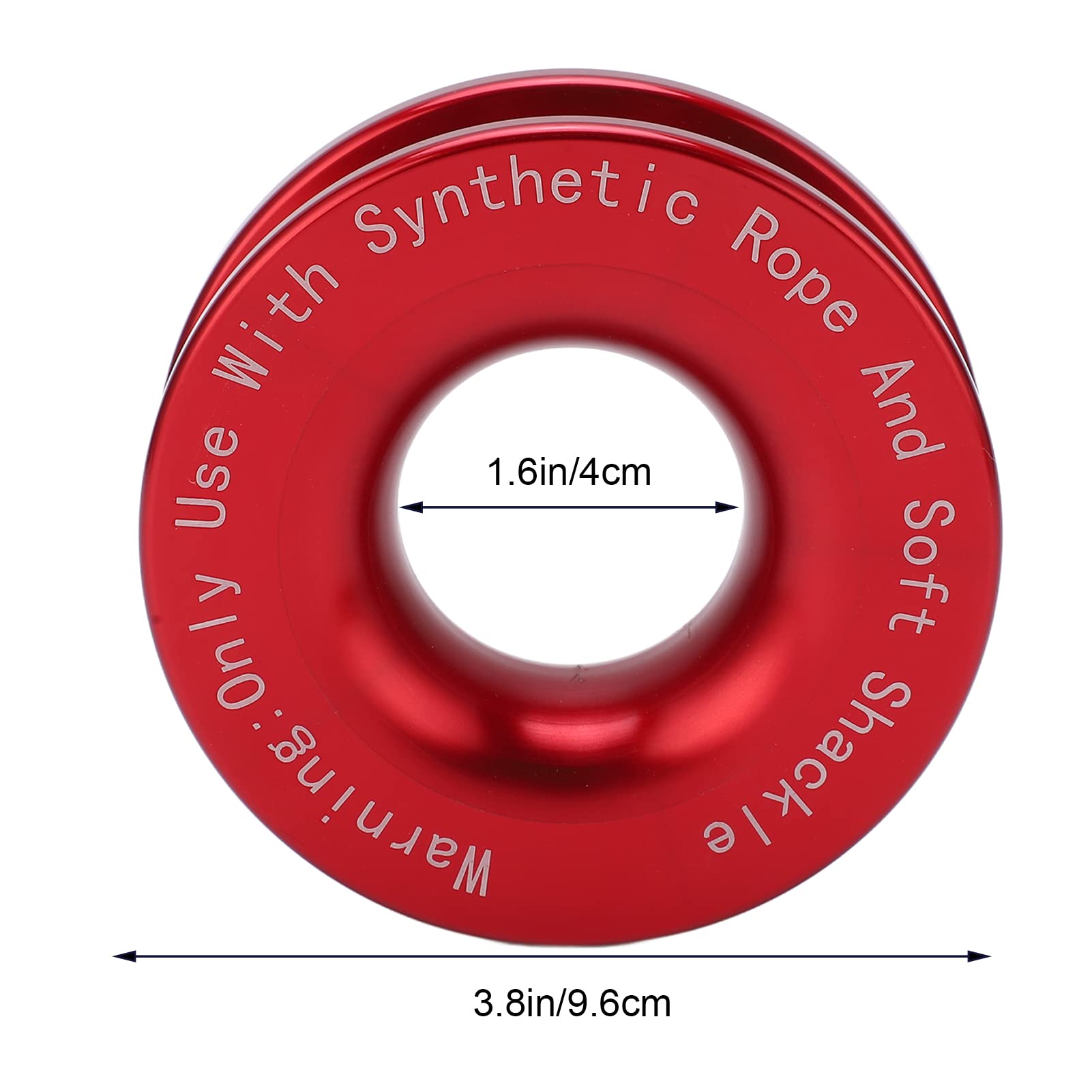 Anneau de Récupération de Treuil, Anneau de Récupération de Treuil en Aluminium de 41 000 LB pour Manille Souple de 7/16 Po 1/2 Po avec Corde de 3/16 Po 1/4 Po 3/8 Po(Rouge)