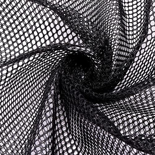 Pllieay Black Mesh Fabric 29.5x59 Inch, Slightly Stretchy for Backpack