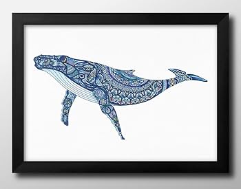 Amazon.co.jp: クジラ 鯨 ホエール イラスト A3 サイズ おしゃれ 絵画