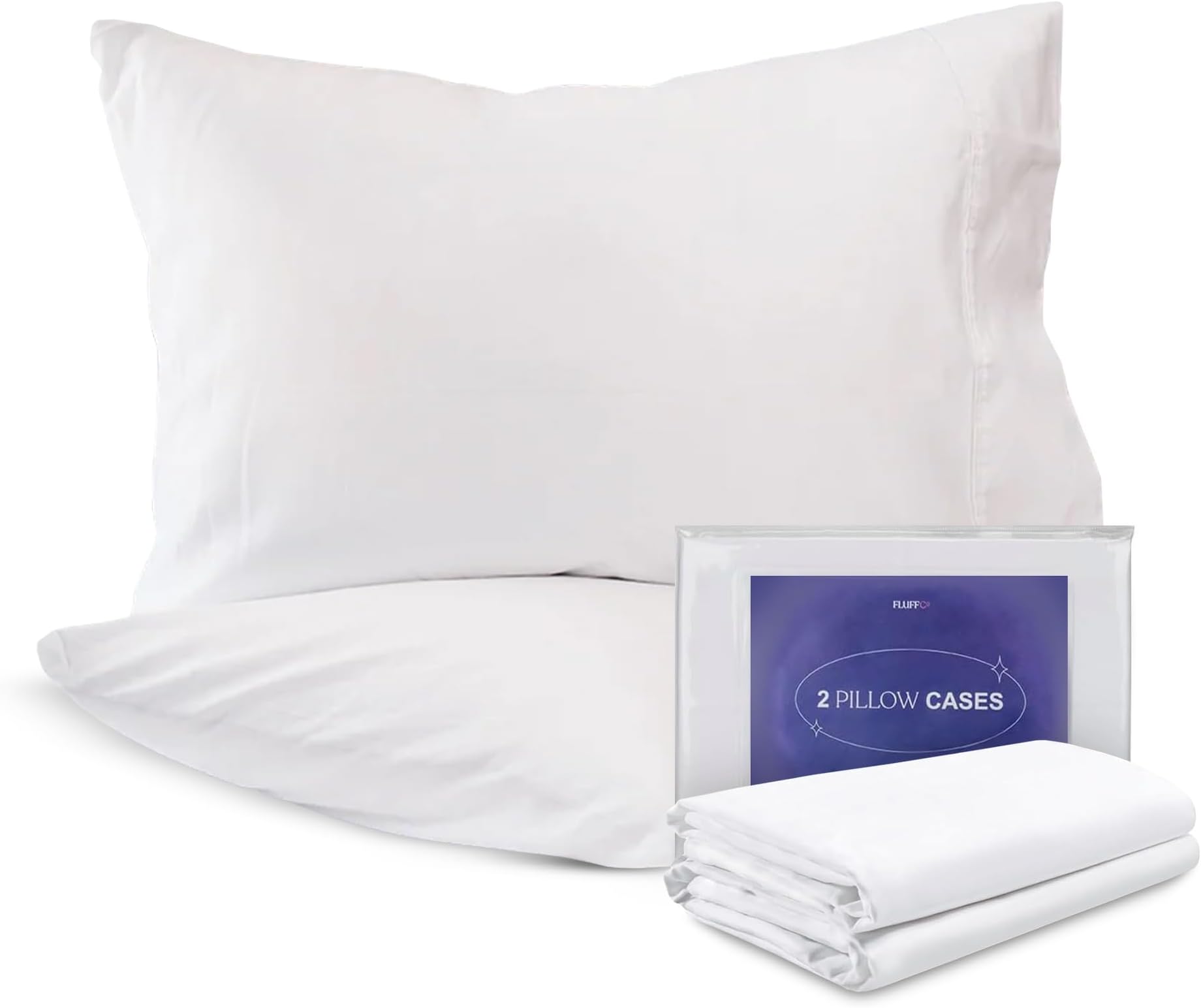 Cooling Pillowcases, Queen Size, 100% Cotton, Machine Washable, Breathable, Set of 2