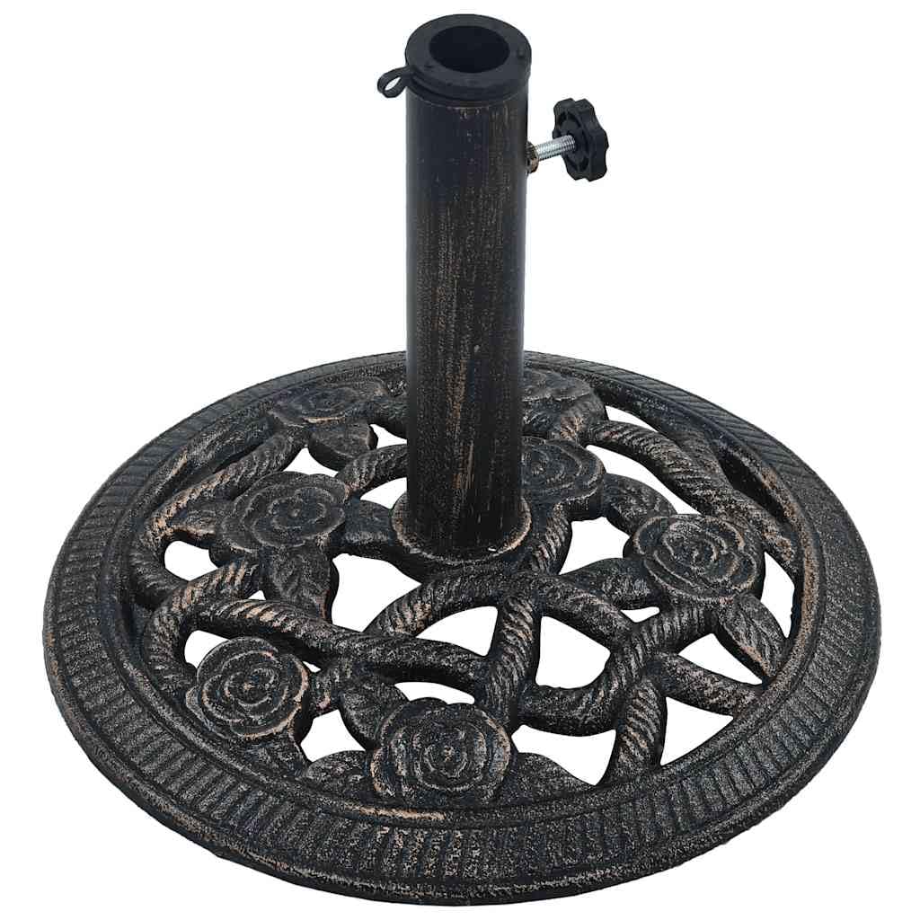 Portaombrellone Nero Bronzo 9 kg 40 cm | Base in Ghisa, Adattatore per Aste 35, 38, 48 mm, Motivo Floreale