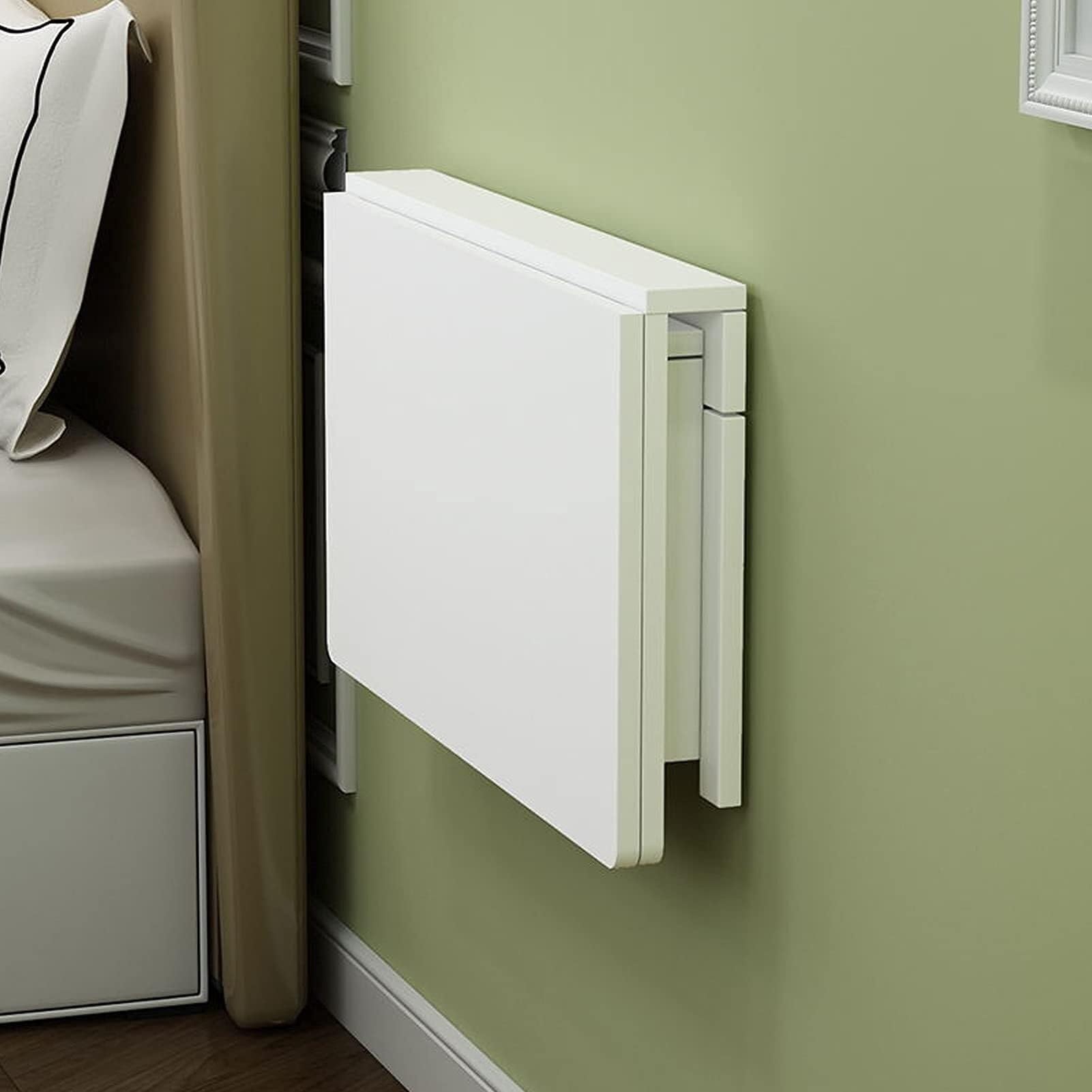 Bureau d'ordinateur mural pliable compact en bois pour petit espace et cuisine