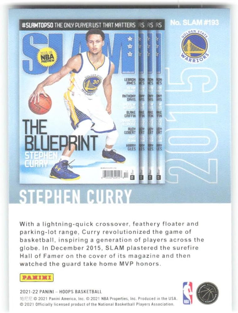 2021-22 Hoops SLAM #13 Stephen Curry Golden State Warriors NBA Basketball Trading Card