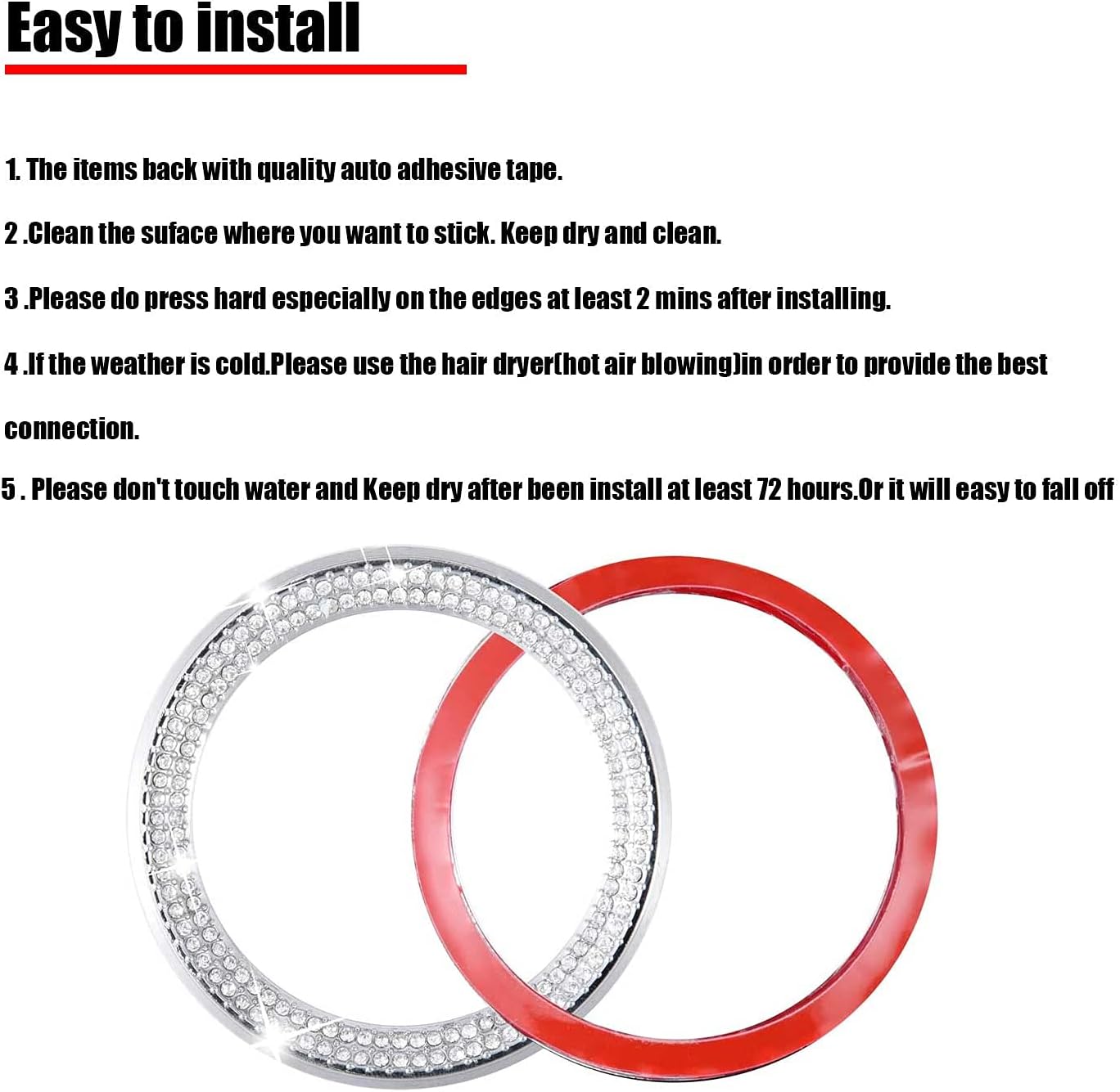 Bling Bling Car Steering Wheel Decorative Diamond Sticker Fit For Mini Cooper,DIY Bling Car Steering Wheel Emblem Bling Accessories