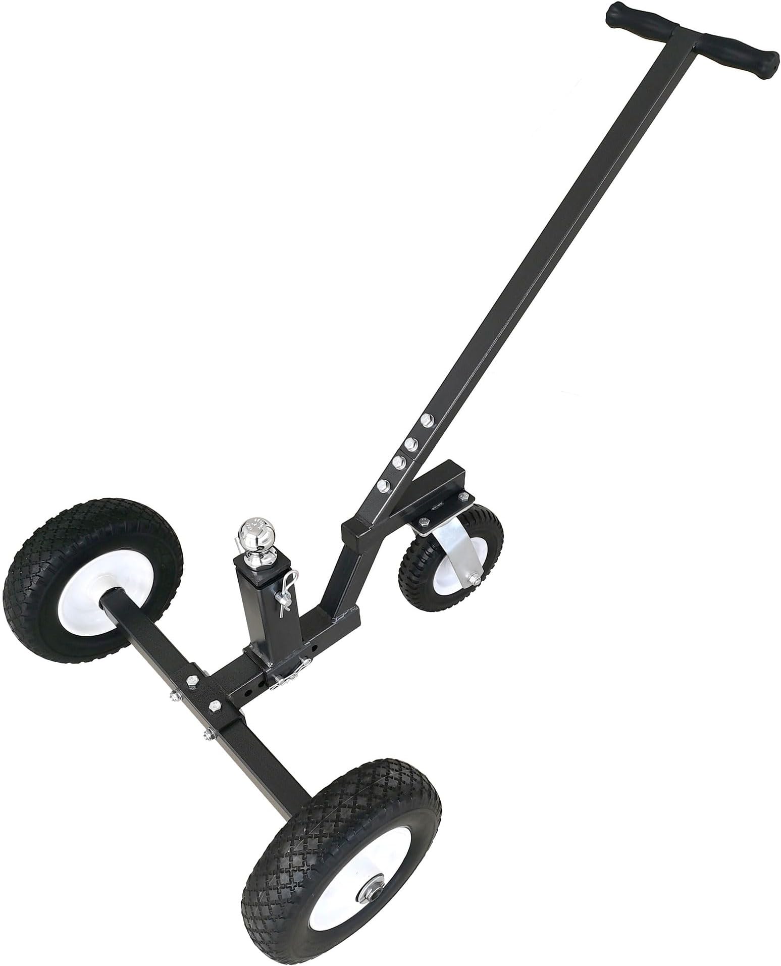 Tow Tuff Adjustable Solid Steel Heavy Duty 800 Pound Capacity Portable Trailer Dolly with 8 Inch Swivel Caster and 12 Inch Flat Free Tires, Gray