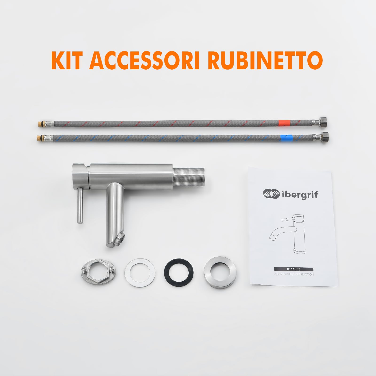 Ibergrif Rubinetto Bagno Lavabo Monocomando, Design Moderno in Acciaio Inox Antimpronta Grigio, Facile Installazione, M11103