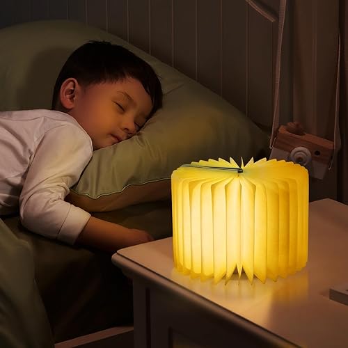 Miniatura 4 de Lámpara de libro plegable retro, luz nocturna LED novedosa, lámpara de escritorio de 3 colores, regalo para amantes de los libros y bibliotecarios