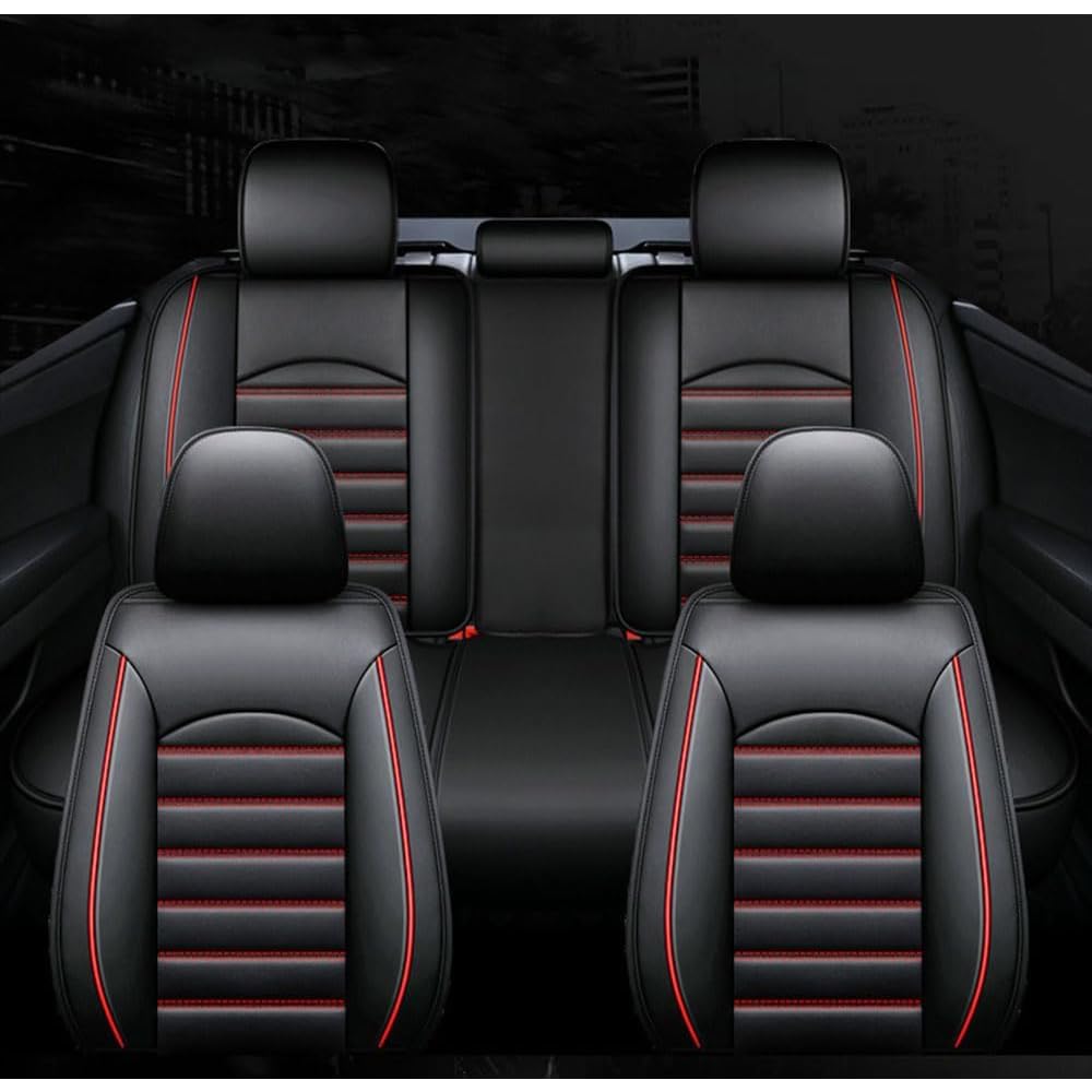 9 Piezas Juego De Fundas De Asiento para Mercedes Benz ML 270 2000 2001 2002 2003 2004-2023, Fundas para Asientos Delanteros y Traseros de Coche Juego Completo,Black and Red