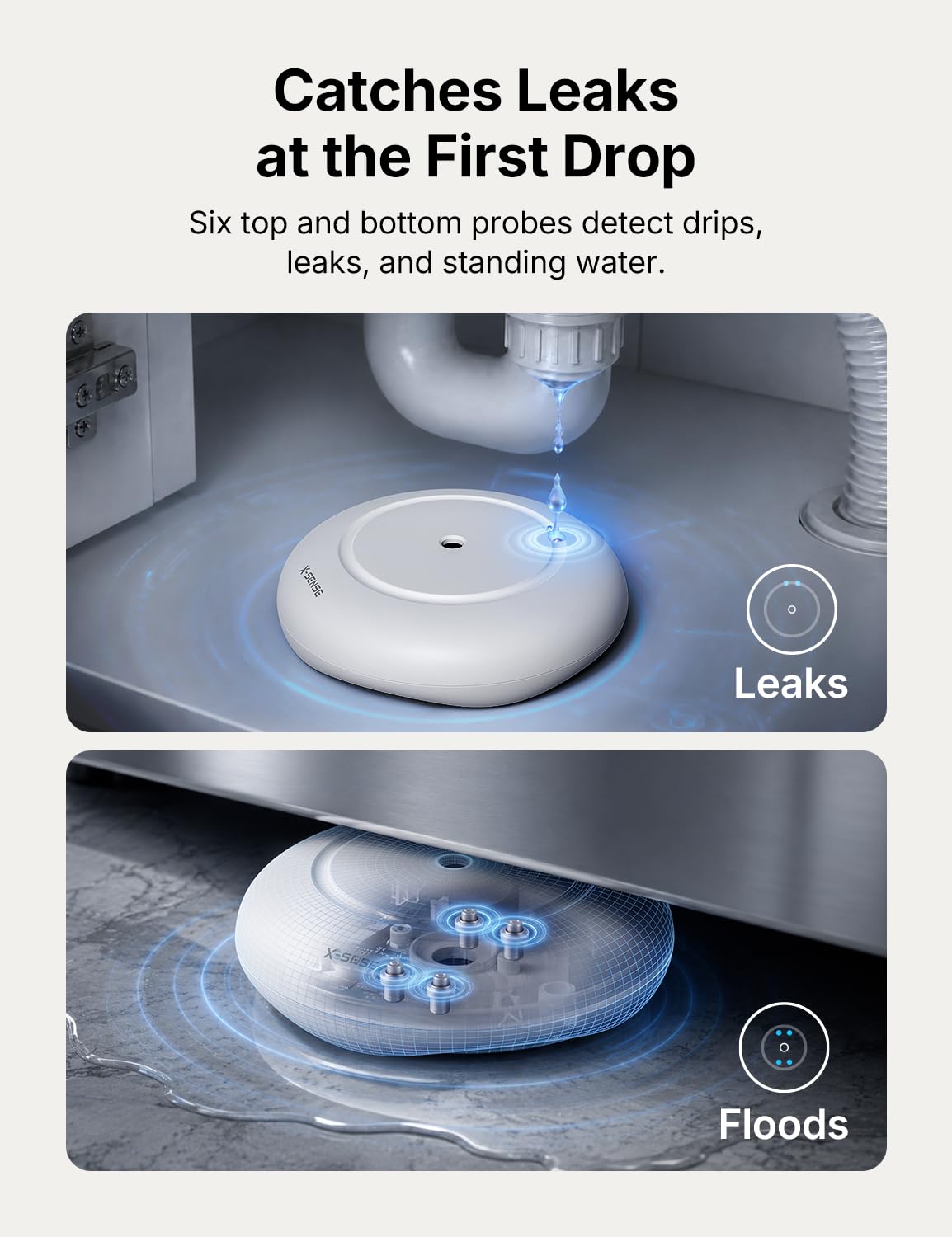 X-Sense Wi-Fi Water Leak Detector Kit - Protect Your Home -2 X-Sense Wi-Fi Water Leak Detector Kit - Protect Your Home -2