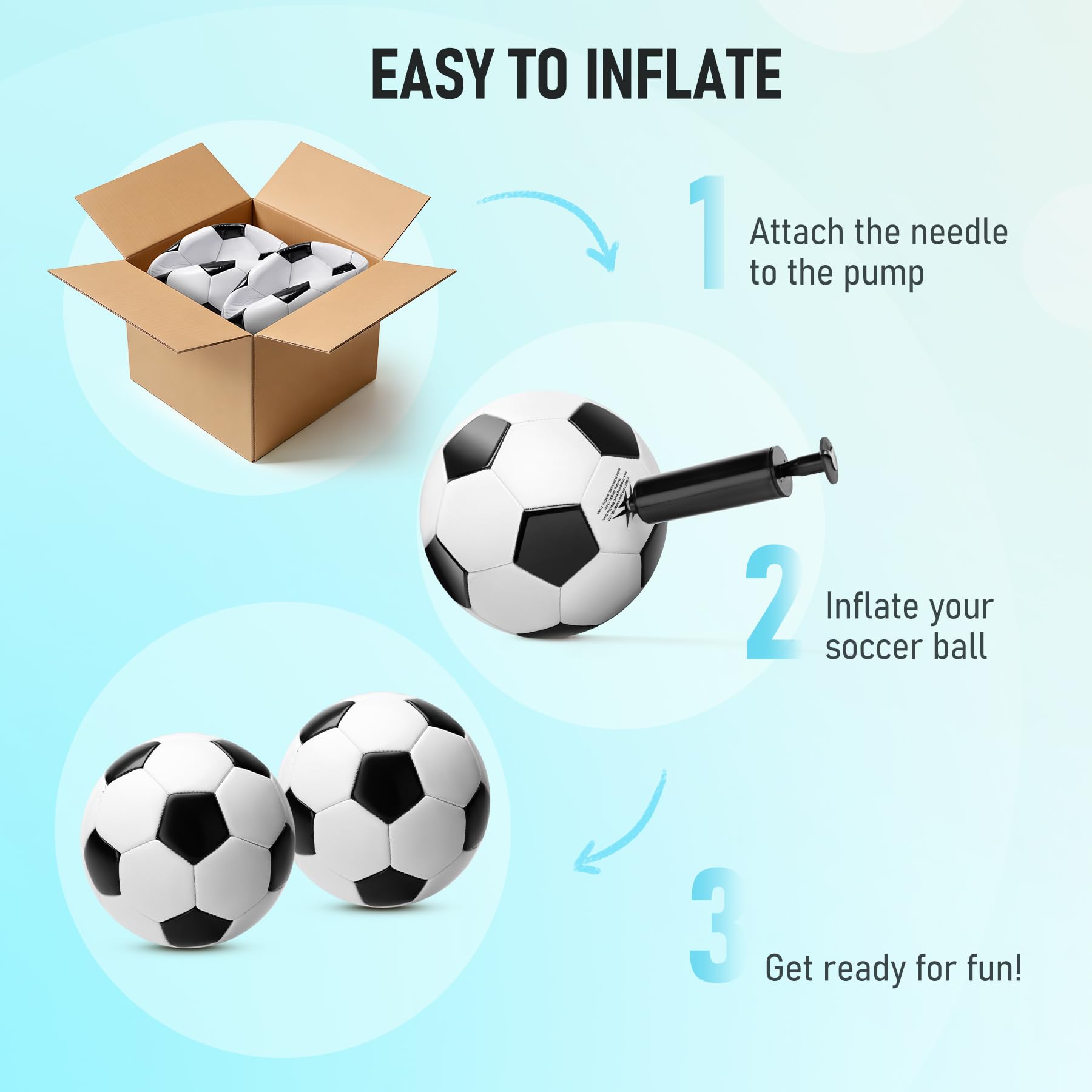 Pallone da calcio misura 3 con pompa e borsa, confezione da 2, classico bianco e nero, durevole per uso interno/esterno, ottimo regalo per bambini, ragazzi e adulti