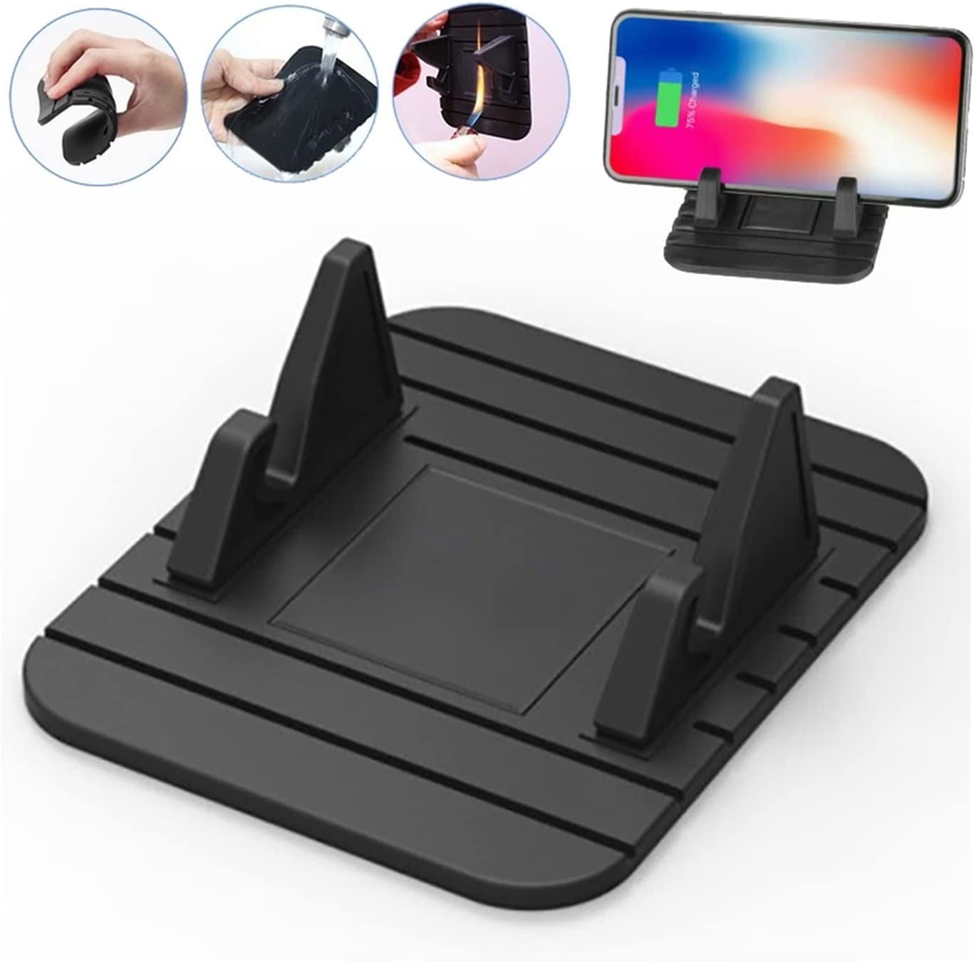 Uchwyt na Telefon Komórkowy Antypoślizgowa mata silikonowa do samochodu Pad Deska rozdzielcza Uchwyt do stojaka na telefon Uniwersalny uchwyt GPS Uchwyt Samochodowy(Black)
