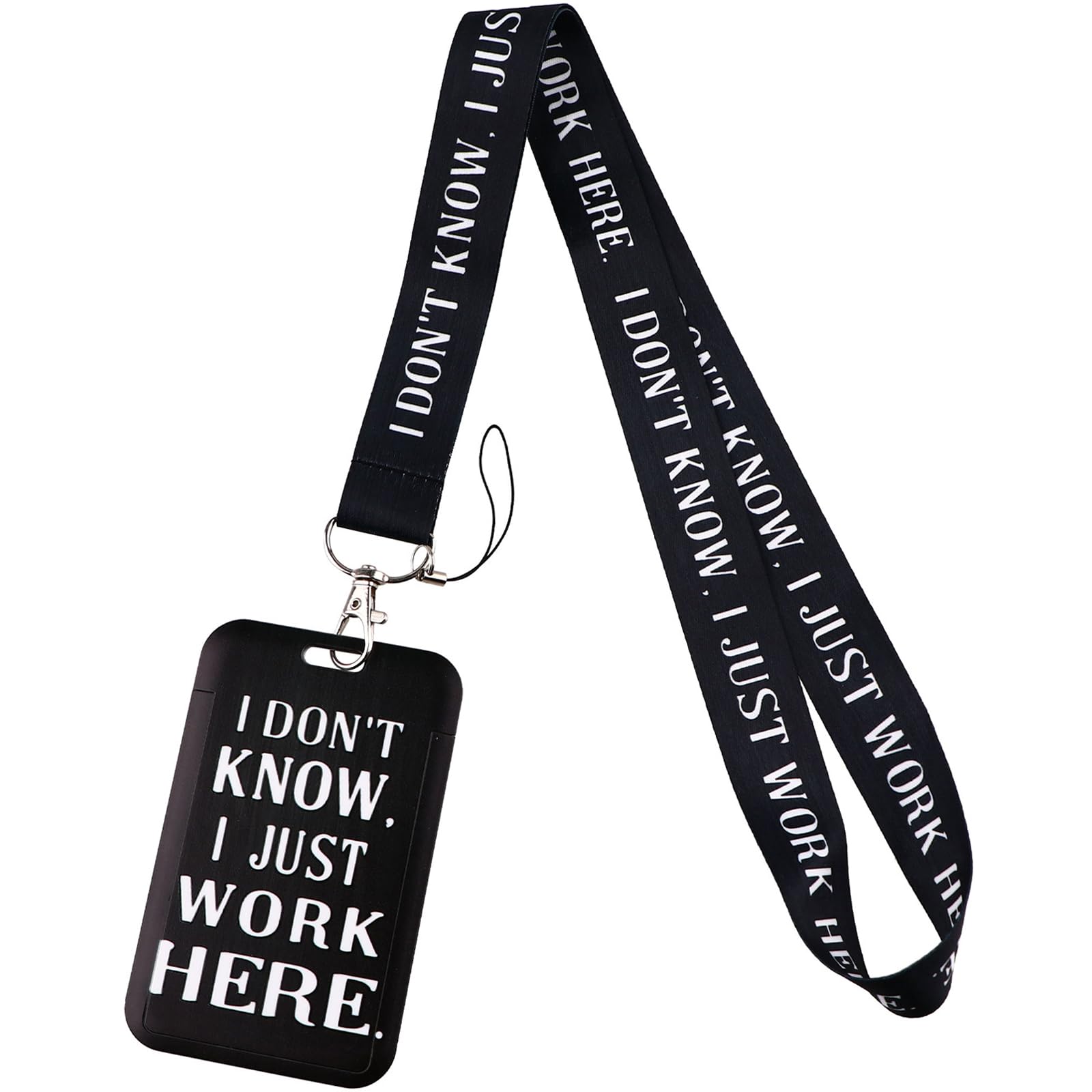 juanoooBlack ID Card & Key Lanyard - Cute Badge Holder for Women, Teens & Girls - Cool Work Staff Keychain