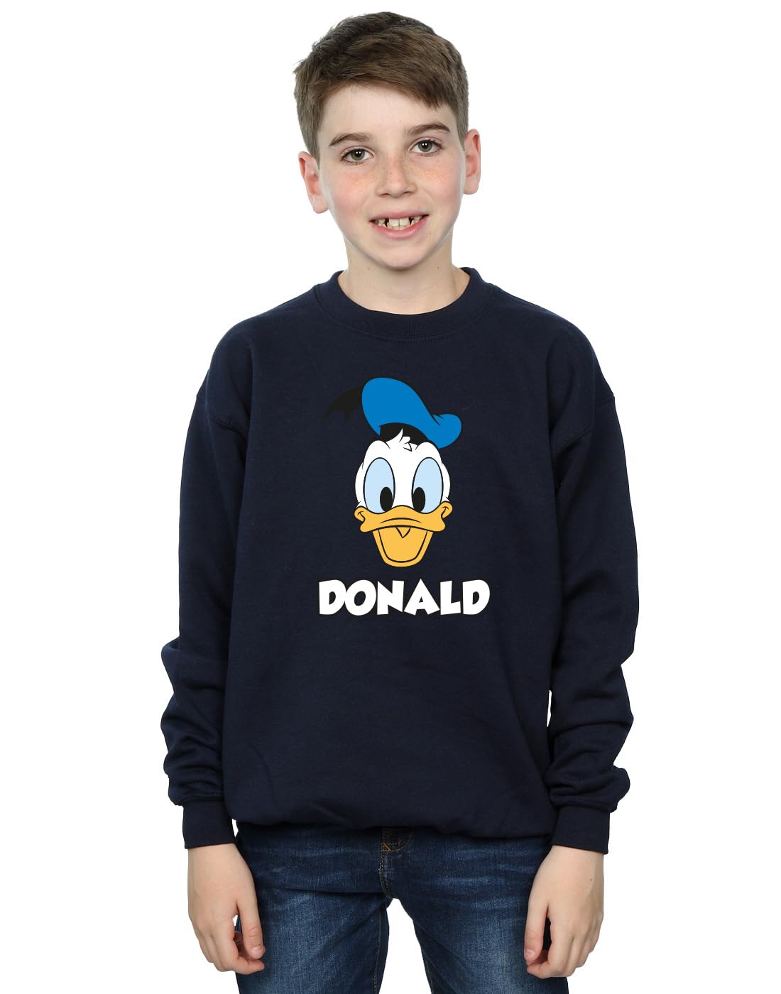 Disney Boys Navy Blue Donald Duck Face Sweatshirt 7-8 Years