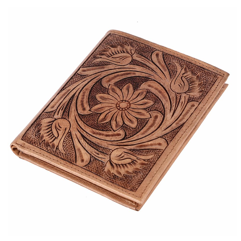 BAR H EQUINE Genuine Leather Hand-Carved Bifold Wallet for Men Women | Western Handmade Wallets Cowboy Casual Tooled