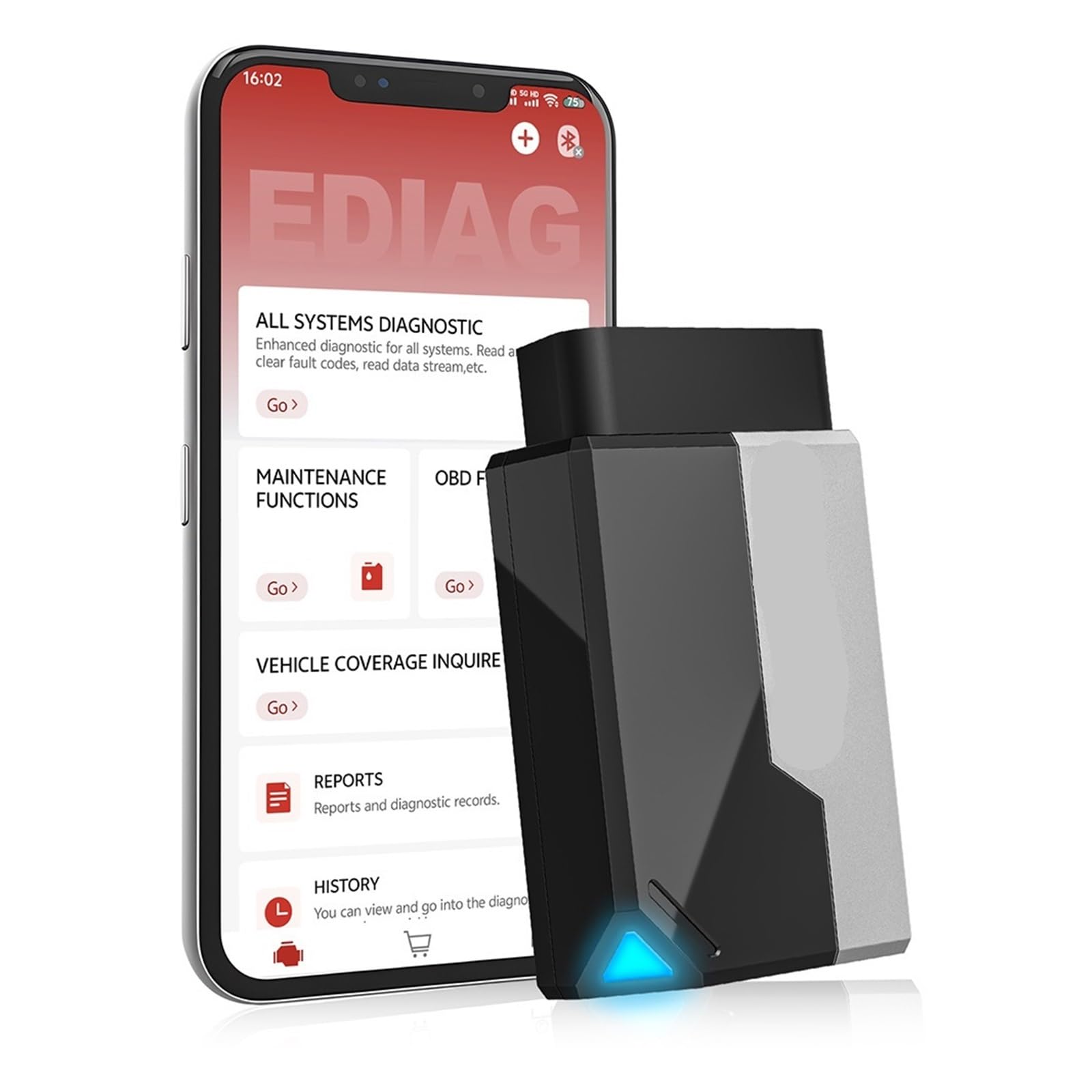 Skaner OBD2 Carpal Bluetooth do diagnostyki wszystkich systemów samochodowych Kontrola stanu pojazdu Kontrola emisji spalin Łatwy w użyciu