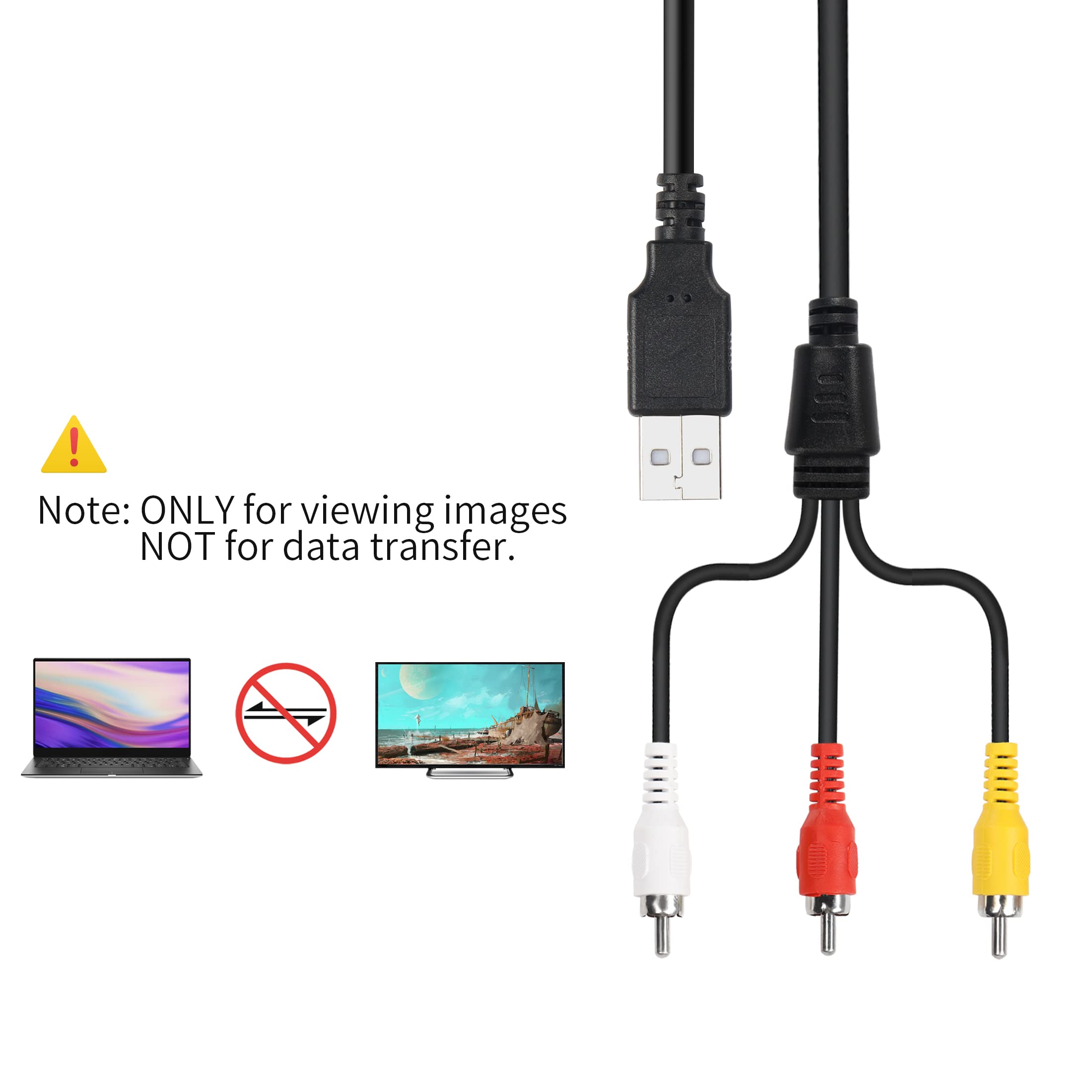 Cavo USB A 3 RCA Maschio 1,5 M - Adattatore AV Per TV E Videocamere, Doppia Schermatura, Nero - Foto 9