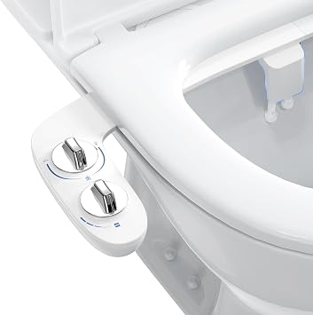 Toilet Bidet Attachment, Non-Electric Dual Nozzle Feminine/Bidet Wash, Self-Cleaning Fresh Cold Water Sprayer Bidets for Toilets with Adjustable Water Pressure Dual Knob, Chrome