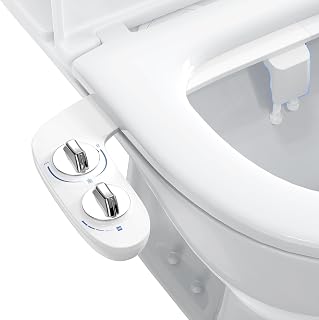 Toilet Bidet Attachment, Non-Electric Dual Nozzle (Feminine/Bidet Wash), Self-Cleaning Fresh Cold Water Sprayer Bidets for Toilets with Adjustable Water Pressure (Dual Knob, Chrome)