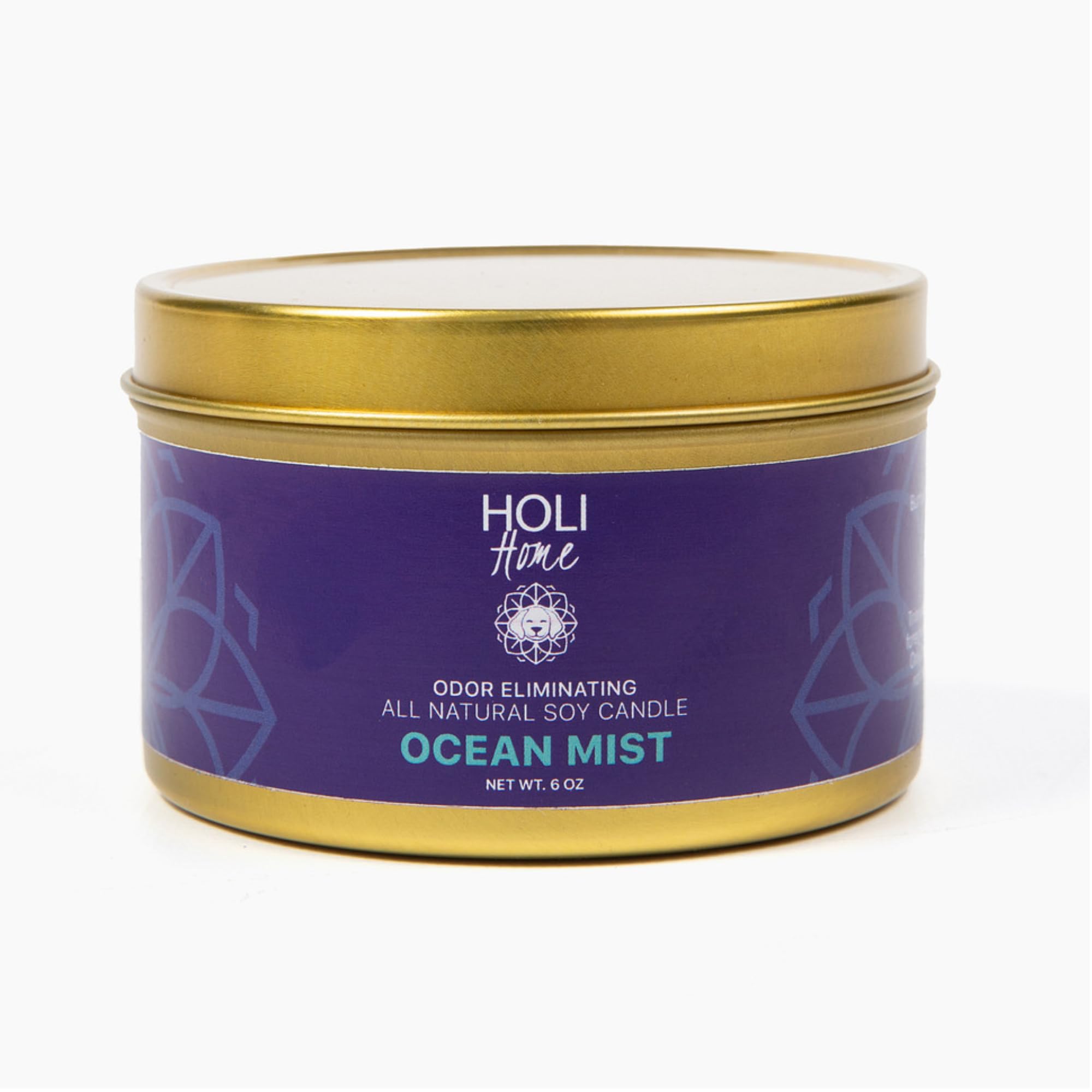 HOLI Pet Odor Eliminator Candle – Ocean Mist Scent – All Natural Soy Wax, Paraben &amp; Phthalate Free, Pet Safe, Long-Lasting 30-Hour Burn, Non-Toxic &amp; Plastic-Free Air Freshener for Home