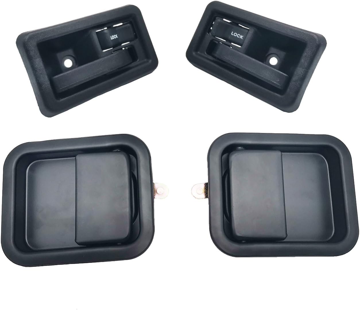 Set of 2 × Outside + 2 × Inner Door Handles Compatible with 1991-2004 Wrangler TJ YJ Left Driver + Right Passenger Side Exterior and Interior