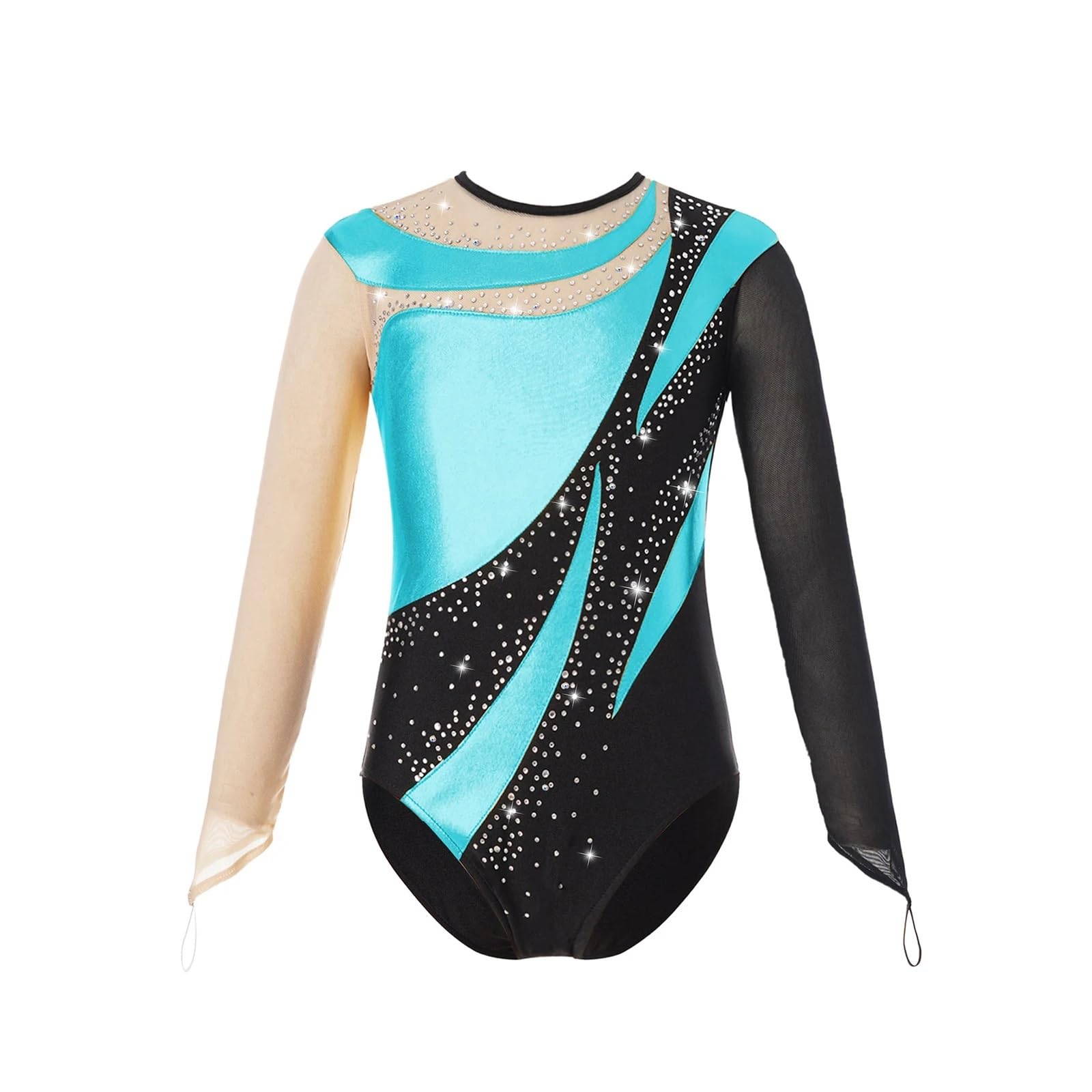 Maillot Gimnasia Ritmica Maillot de Gimnasia Brillante for niñas, Maillot de Ballet, Mono de Malla de Manga Larga, Mono metálico for Patinaje artístico(Color 1,8)