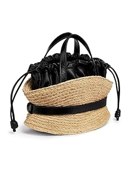 Amazon.com: Balmain, Mini Shuffle Raffia & Leather Top Amazon.com: Balmain, Mini Shuffle Raffia & Leather Top