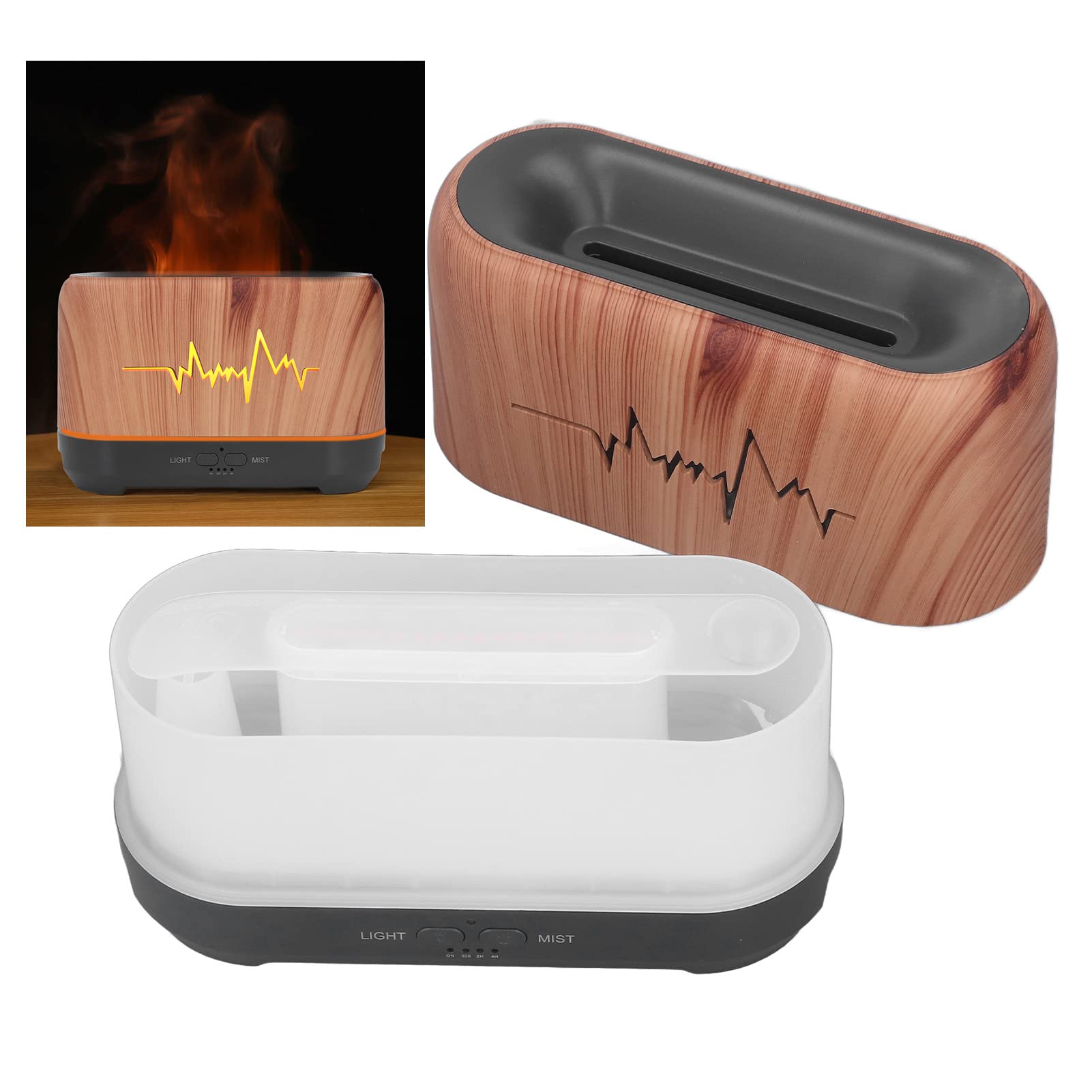 Diffusore di Oli Essenziali, Umidificatore D'aria a Nebbia di Fiamma 3D di Simulazione, Diffusore di Aromi da Tavolo Silenzioso Portatile con Spegnimento Automatico della Luce Notturna per lo Yoga del