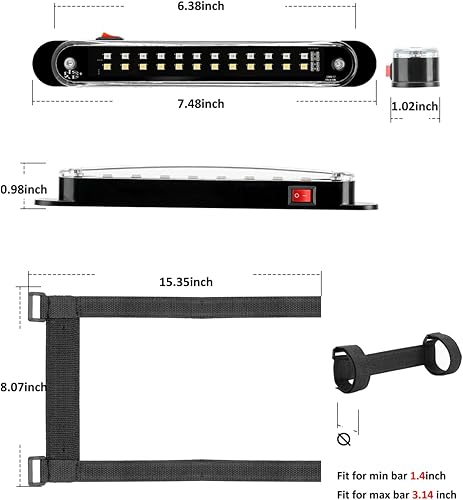 Miniatura 9 de SUNPIE Luz de cúpula UTV Iluminación interior universal para Polaris RZRRangerGeneral TalonPioneer Kawasaki MuleTeryx CanAm Off-Raod Golf Cart