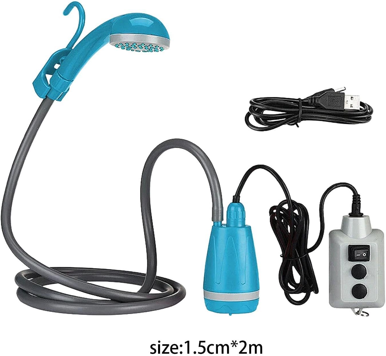 Portable Camping Shower Electric Shower Pump Compact Outdoor Shower USB Rechargeable for Hiking, Beach, Car Washing Bath