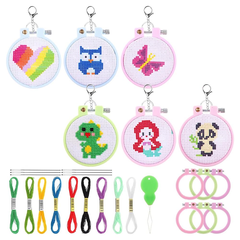 CTRLZS 6Pcs Stamped Kits Needlepoint Beginner Kits DIY for Kids Beginners DIY Mini Embroidery Kit