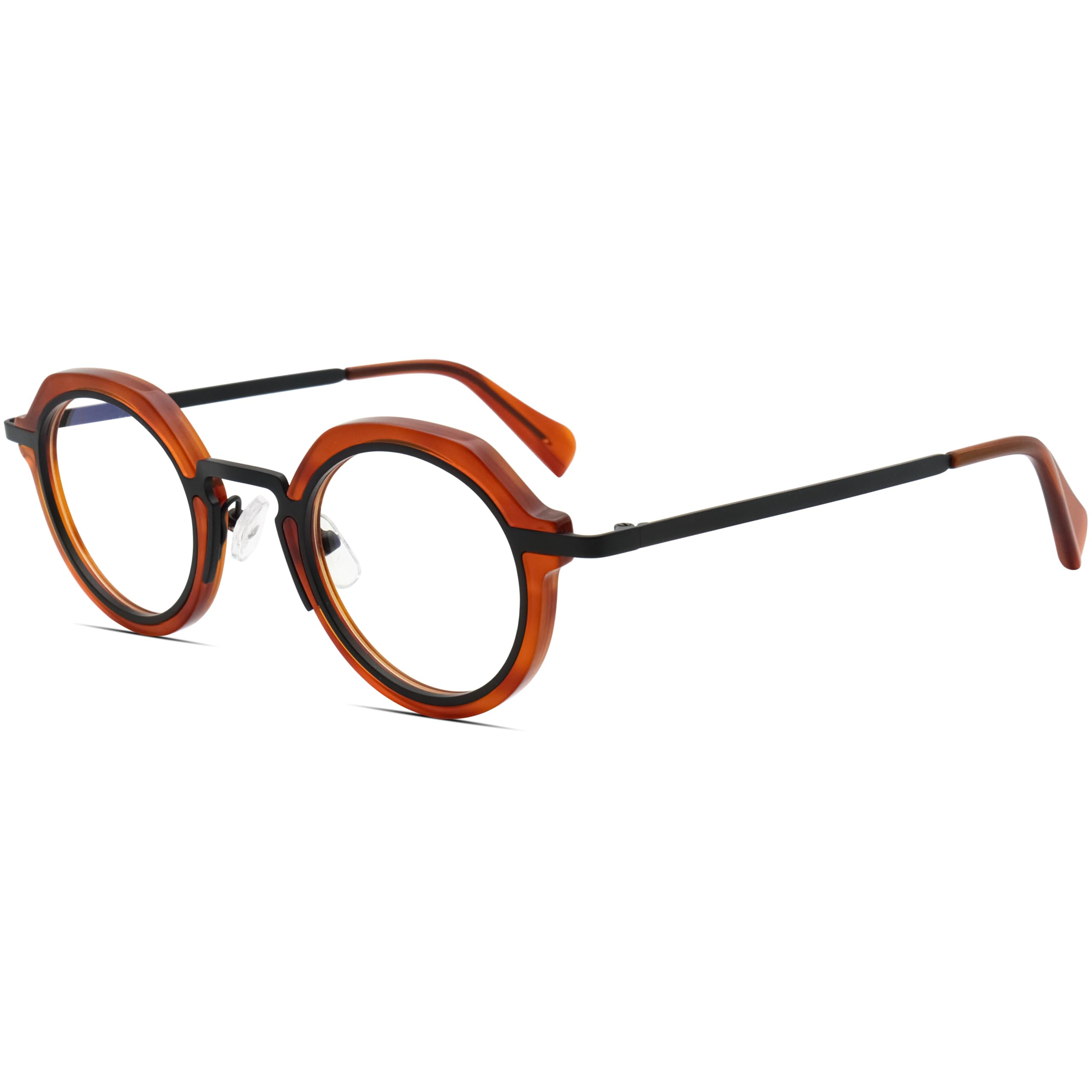 Gafas de sol de estilo punk retro con montura redonda de acetato y lentes transparentes.