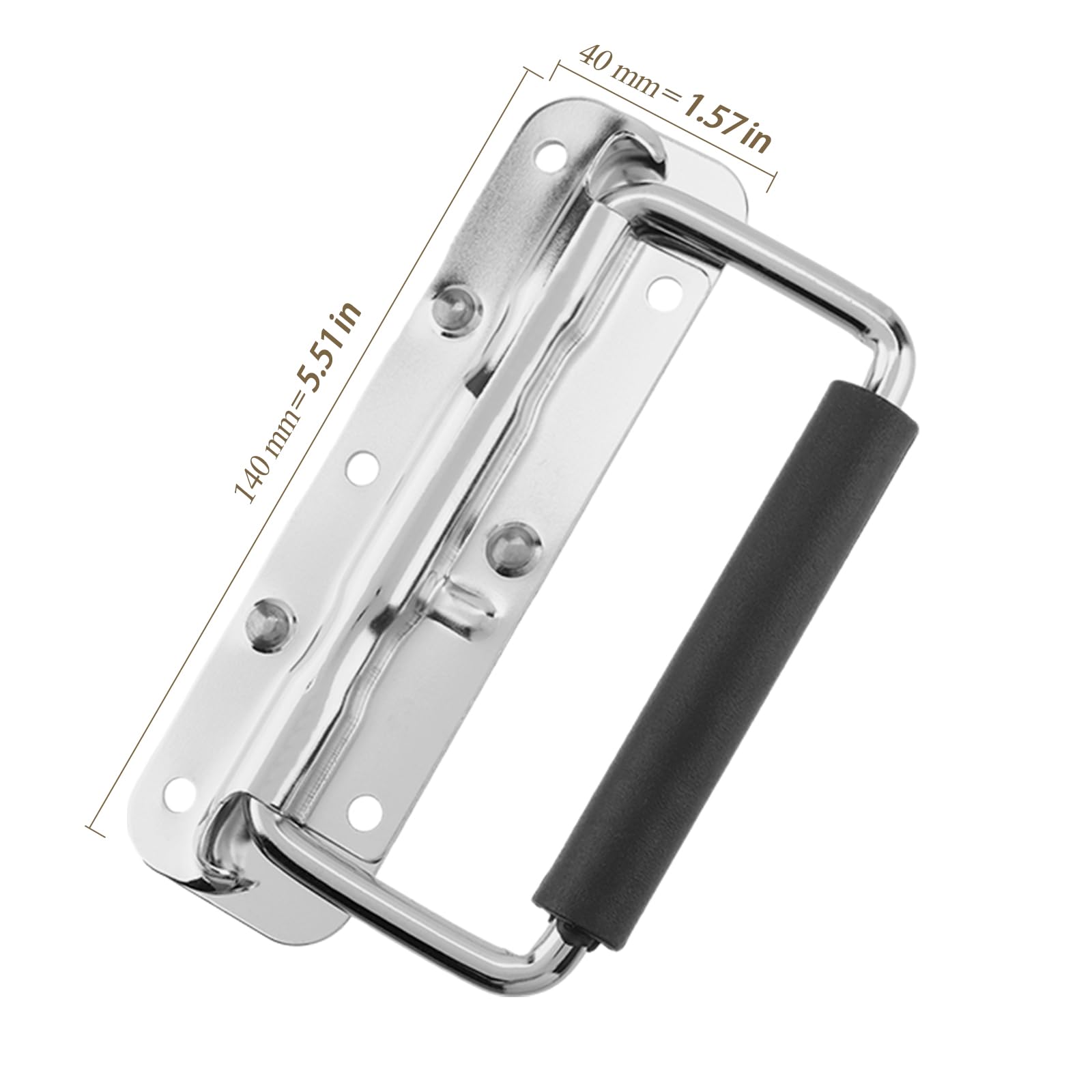 8 unidades de asas plegables, asa de transporte, asa de transporte con resorte, asa plegable, asa de metal, asas plegables para cajas, maletín de herramientas, maleta, 140 x 40 mm, hierro,