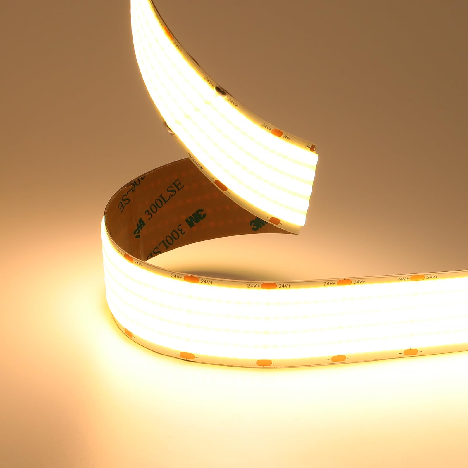 JOYLIT 30MM Breit COB LED Streifen 24V 5M 3000K Warmweiss, 5 Reihen 1600LEDs/M Hohe Dichte 40W/M 22000LM Ultrahell LED Band CRI 90+, Selbstklebend LED Strip Für Industrie, Gewerbe (Keine Netzteil)