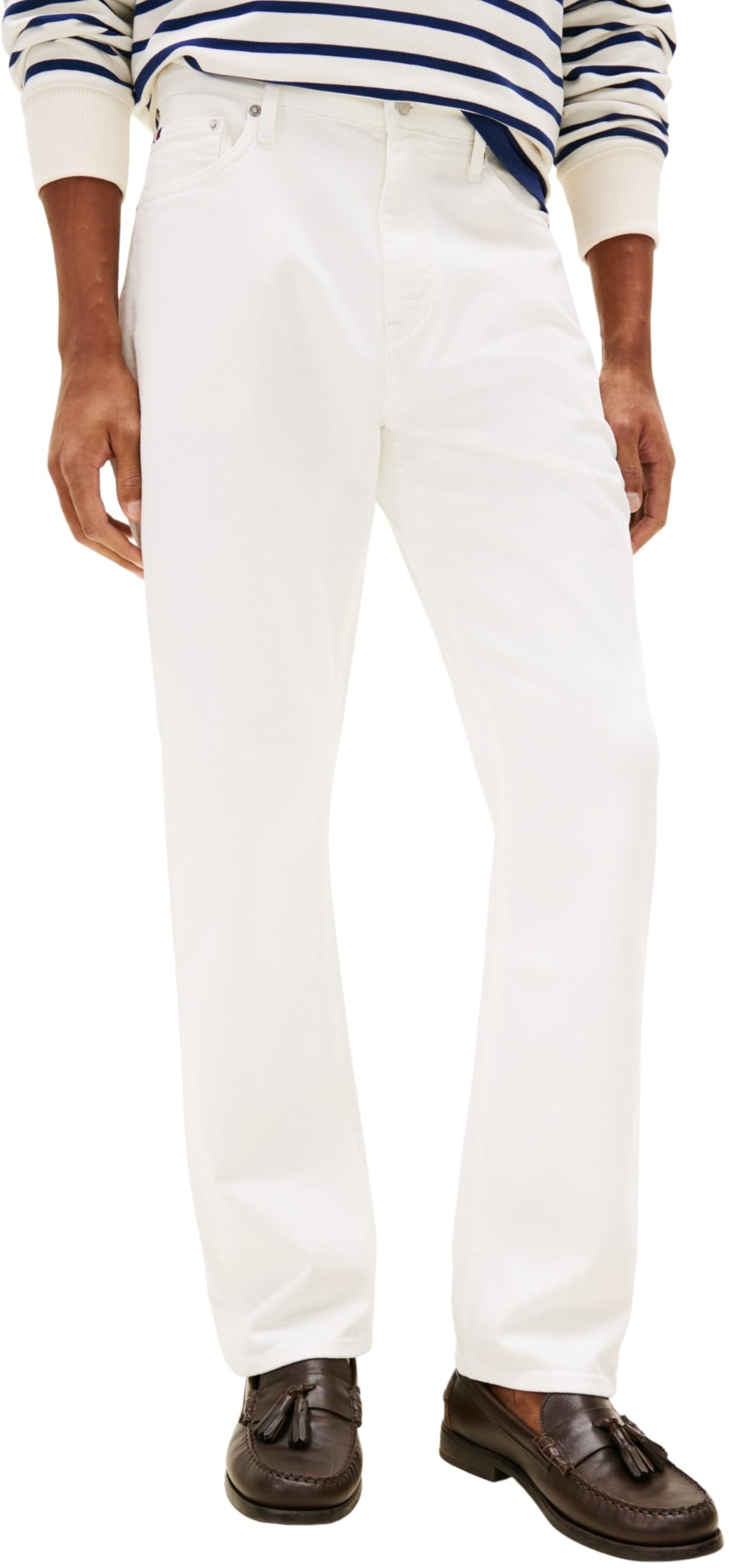 Tommy Hilfiger Men's Regular Fit Mercer Mid Rise Jeans, White (Off White), 30W/31L