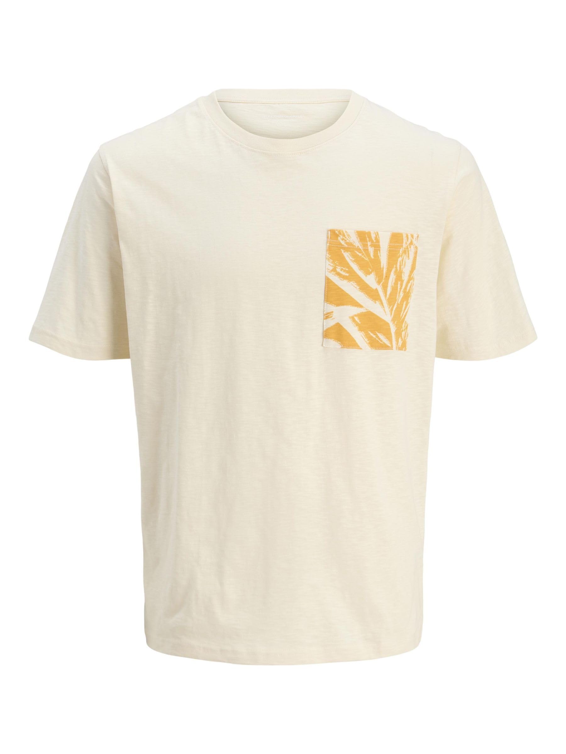 Jack & Jones Jorsplit AOP Pocket Tee SS Crew Neck, Antique White, XL