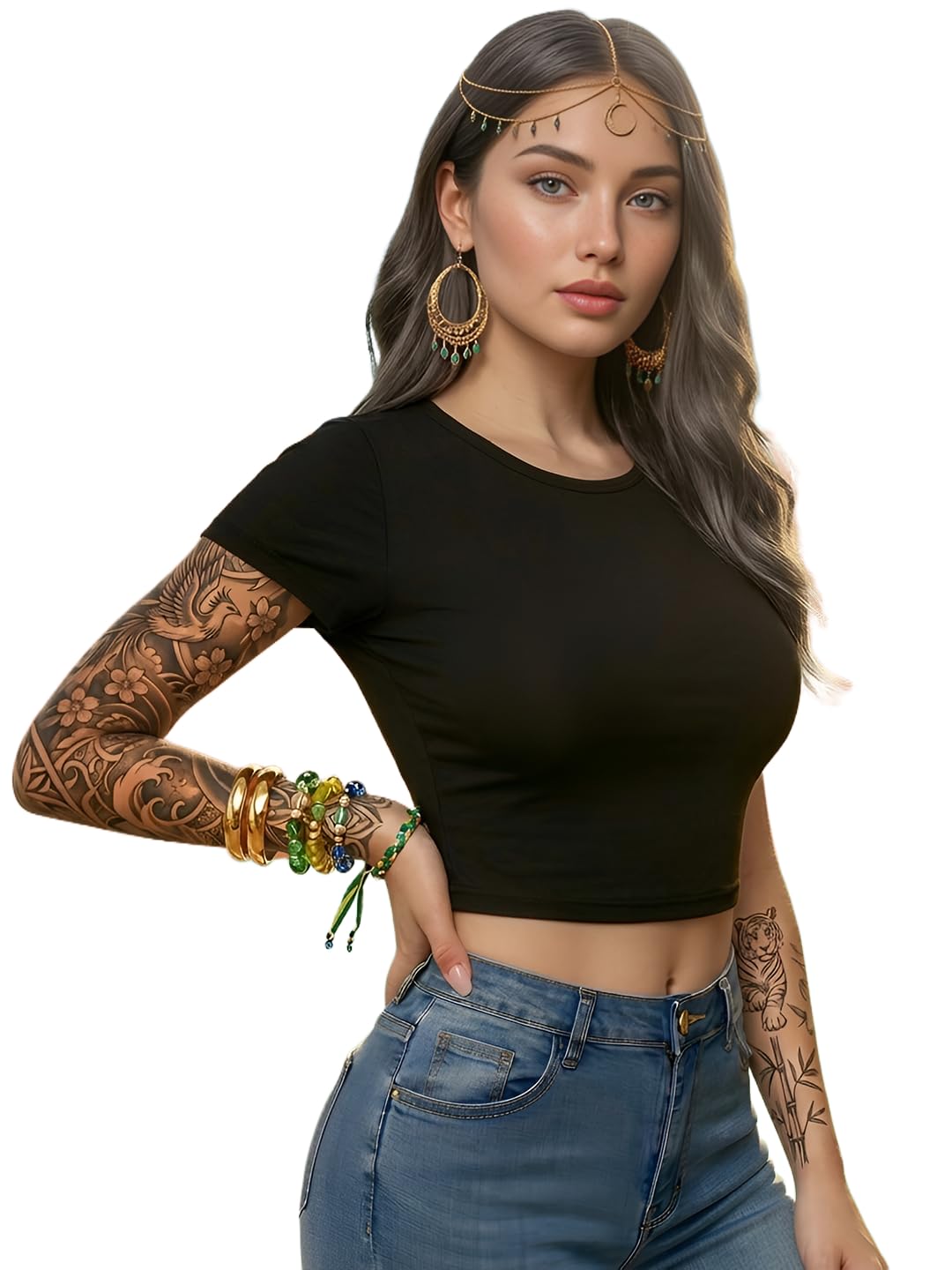 prime love Woman Black Round Neck Half Sleeve | Cotton Blend Tank Top | Stylish Short Sleeve Tops for Women-picture-32