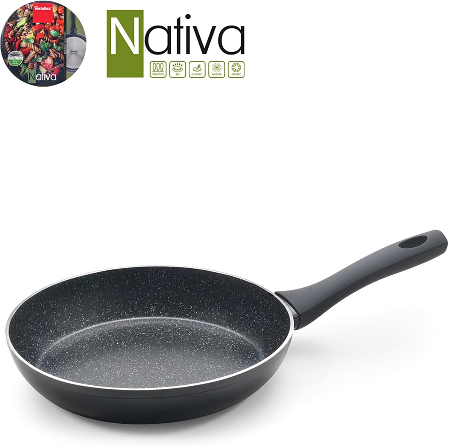 Metaltex Native Frying Pan, Aluminium, Black, 24 cm