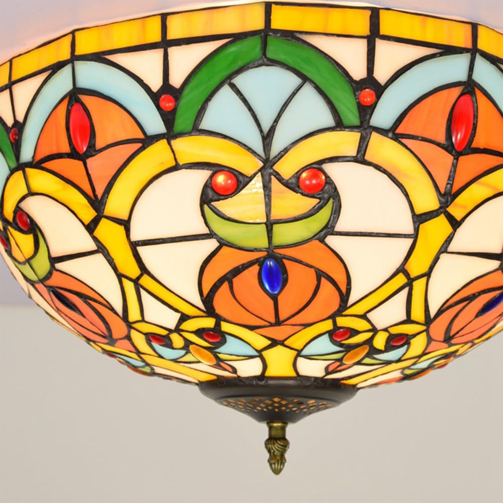 Lampa sufitowa w stylu Tiffany do zabudowy, witraż z europejskim wzorem serca, szklany klosz z kolorowymi perłami, oprawa E27, do jadalni, sypialni, korytarza, salonu, dekoracja
