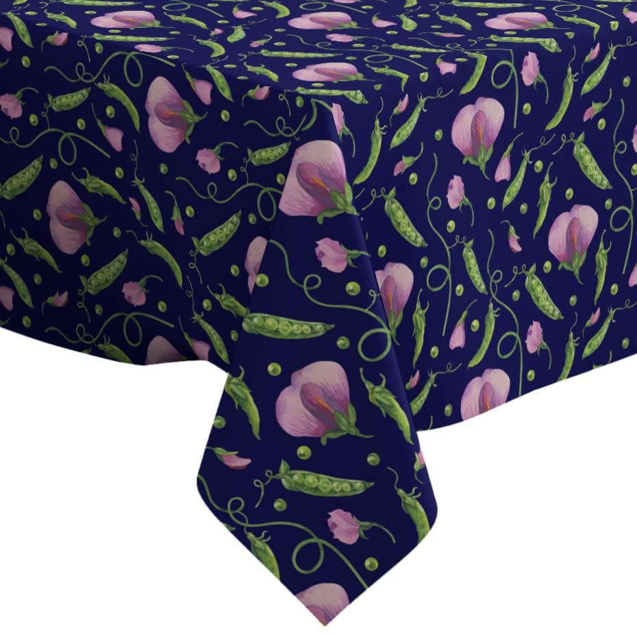 Watercolor Floral Sweet Pea Pattern Pattern - Rectangle Oblong Linen Tablecloth ( 150 x 230 cm ) Washable Decorative Table Cloth
