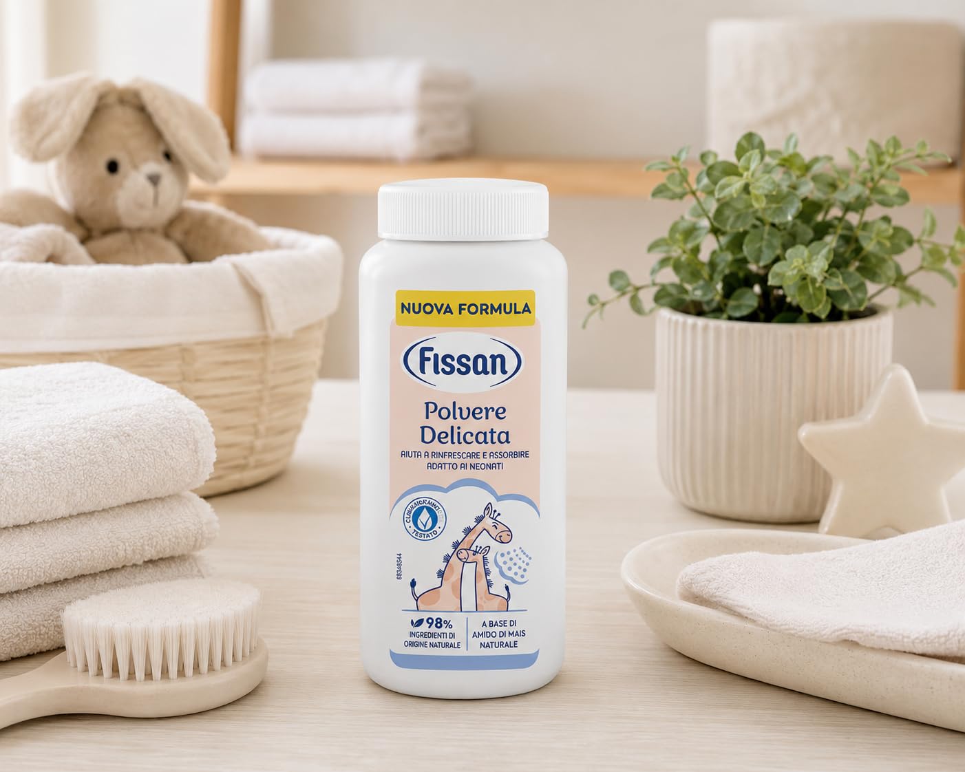 Polvere Delicata - Talco per Neonati e Bambini - Assorbe l'Umidità e Aiuta a Prevenire Arrossamenti - Con Amido di Mais Naturale - Delicata sulla Pelle Sensibile - Uso Quotidiano - 2 Unita da 100g