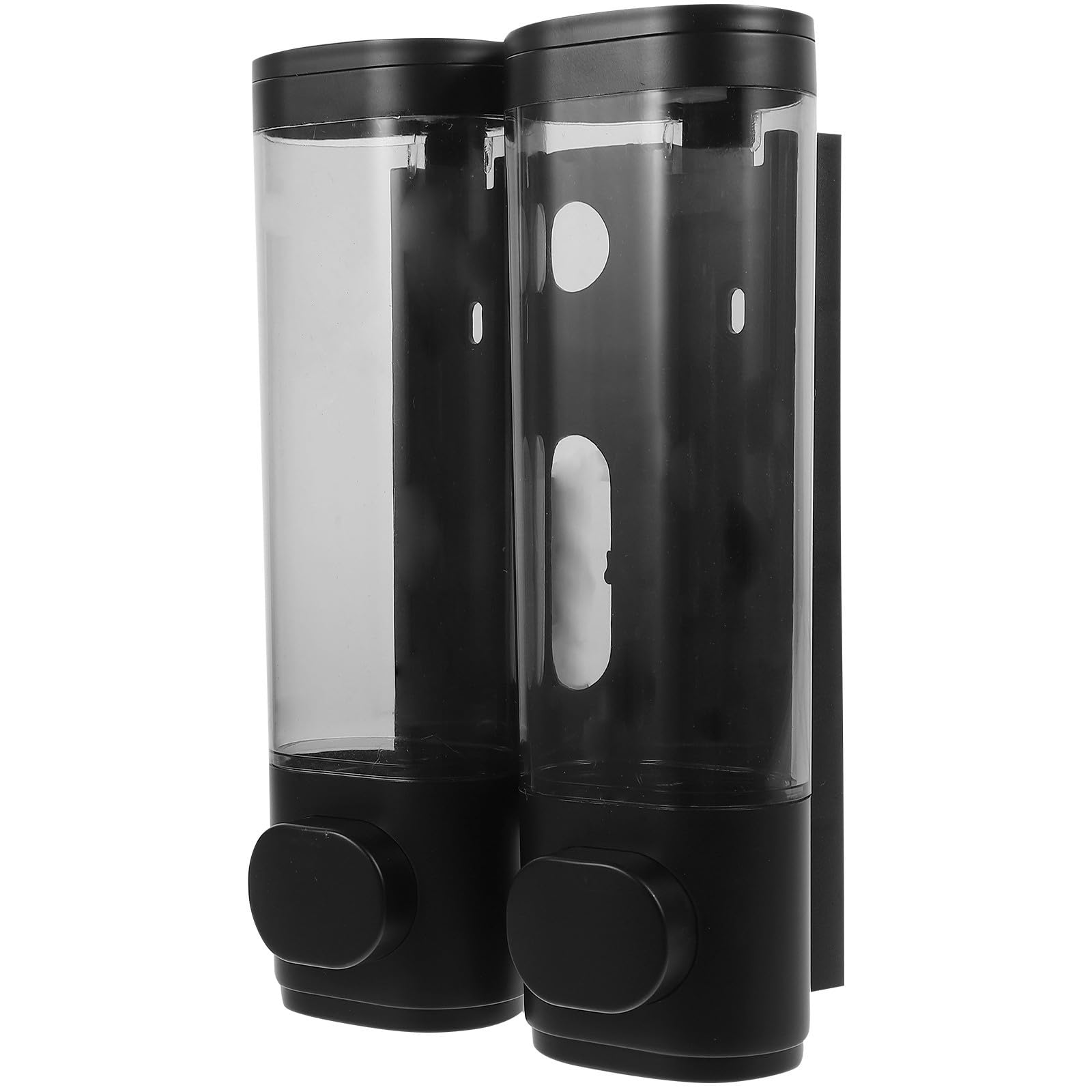 Dispensador de Jabón de Pared Manual, Dispensador de Champú y Acondicionador de Montaje en Pared, 300ml, Plástico Negro, Bomba Suave, sin Perforaciones, para Cocina y Baño
