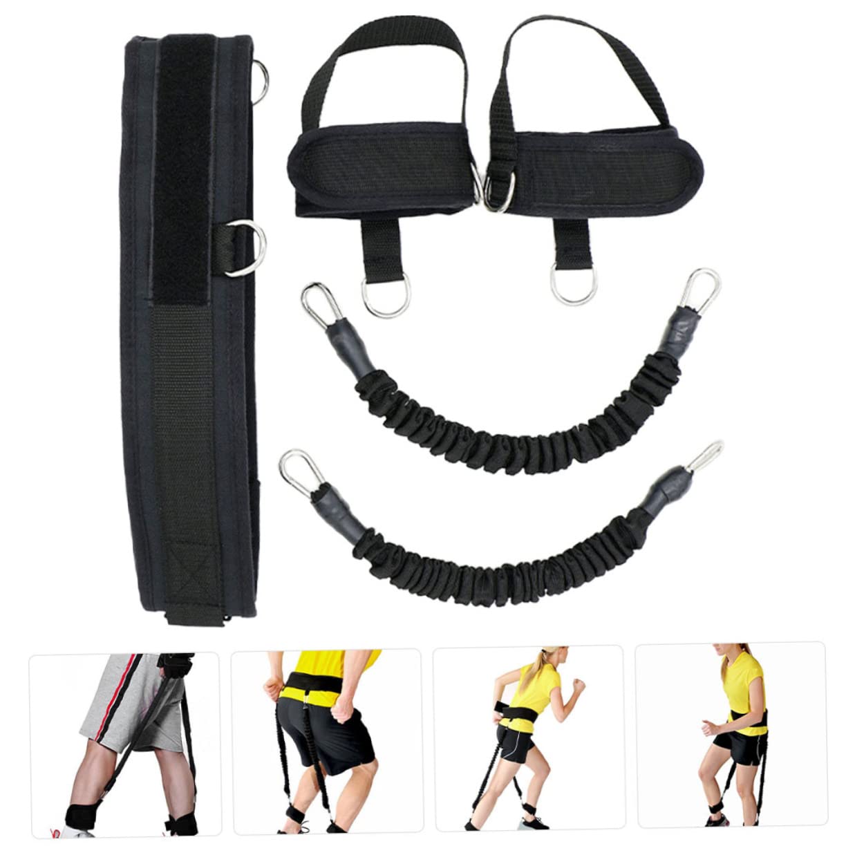 ibasenice Fasce Elastiche di Resistenza per Caviglie in Neoprene e Pelle Rigenerata Nero Set 1 per Allenamento Sicuro e Gambe Snelle per Esercizi Indoor e Outdoor