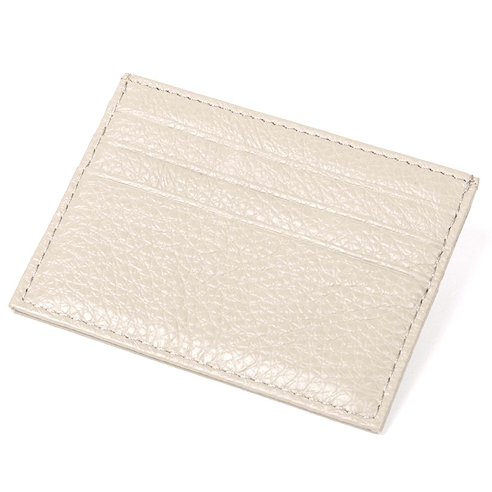 M-Plateau Credit Card Wallet, Super Slim Card Holder, Genuine Leather Wallet for Man and Women with 6 Card Slots and 1 Pocket (Off-White)