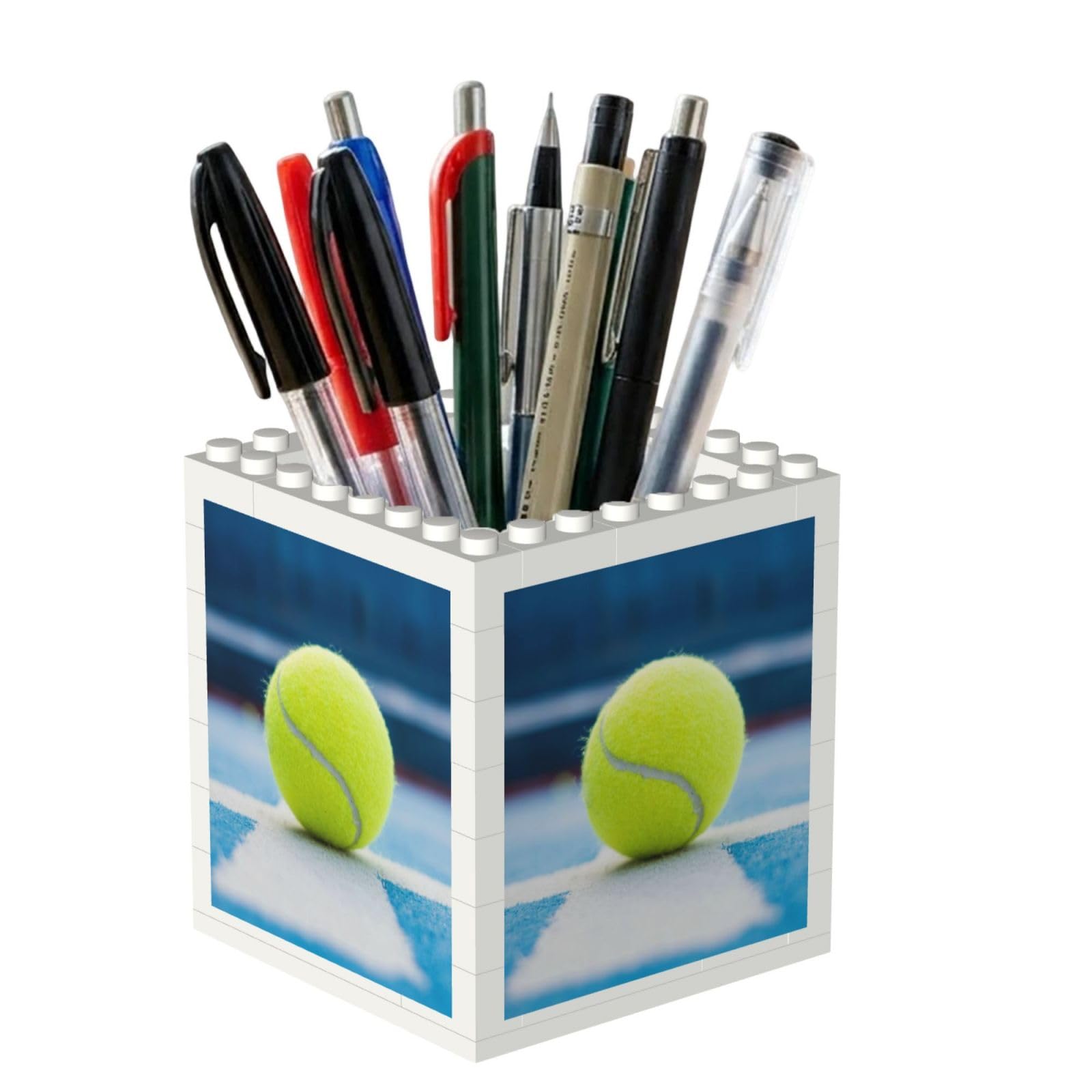 Poadnly Tennis Ball Painting, Pen Pot Pencil Holder for Office Home School, Compact Desk Organiser for Office Stationery