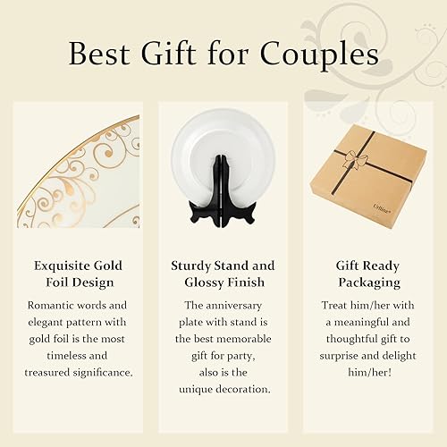 Miniatura 4 de Regalos de boda de 40 aniversario para esposa, plato de 40 aniversario con lámina de oro de 24 quilates, decoraciones de feliz aniversario de 40