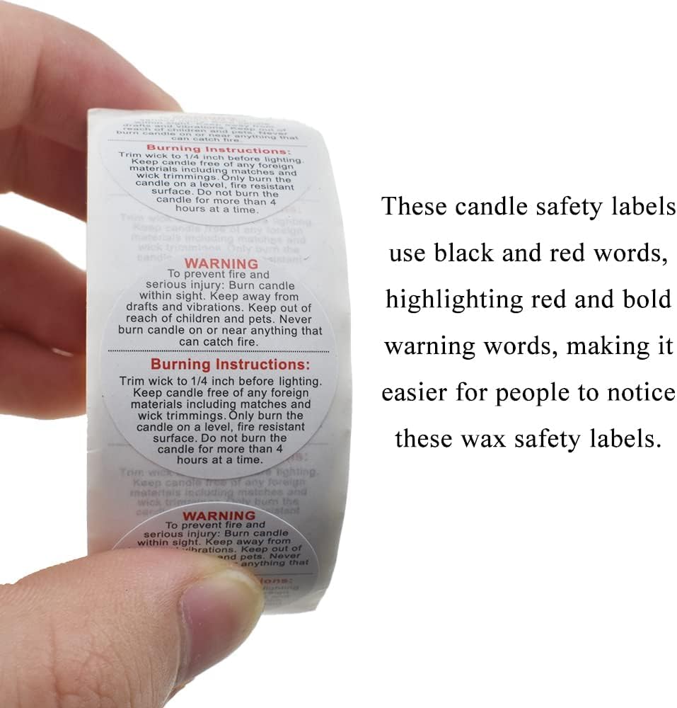 FirstTry Candle Warning Stickers I White Circular Safety Sticker I Waterproof, Easy to Peel I Round Label for Candle Making DIY Candle Jars Container and Tins – 500 Pcs (1 Inch) - Image 5 thumbnail