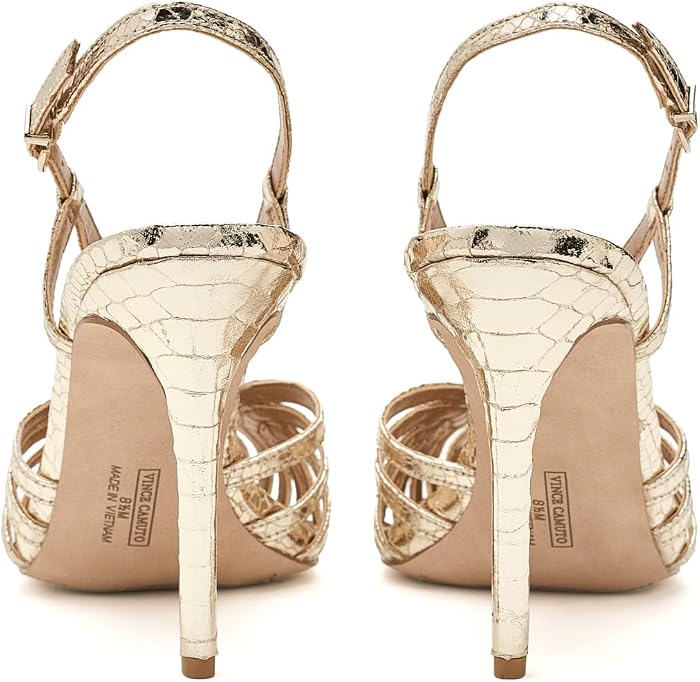 Женские сандалии Vince Camuto Hannie Caged Toe Slingback Peep Toe, цвет: Золотой — фото 4